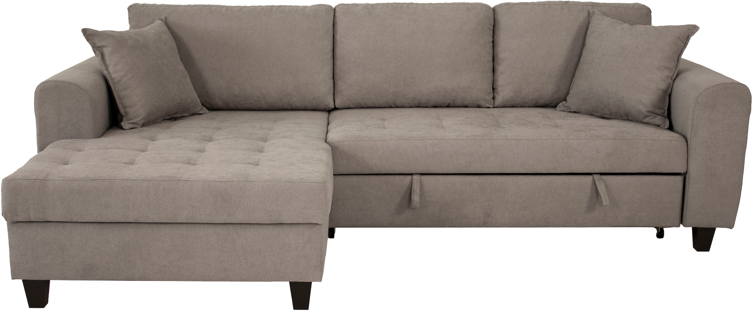 OTTO home Ecksofa »Moritz L-Form, B: 265 cm« mit Schlaffunktion, Bettkasten & Zierkissen