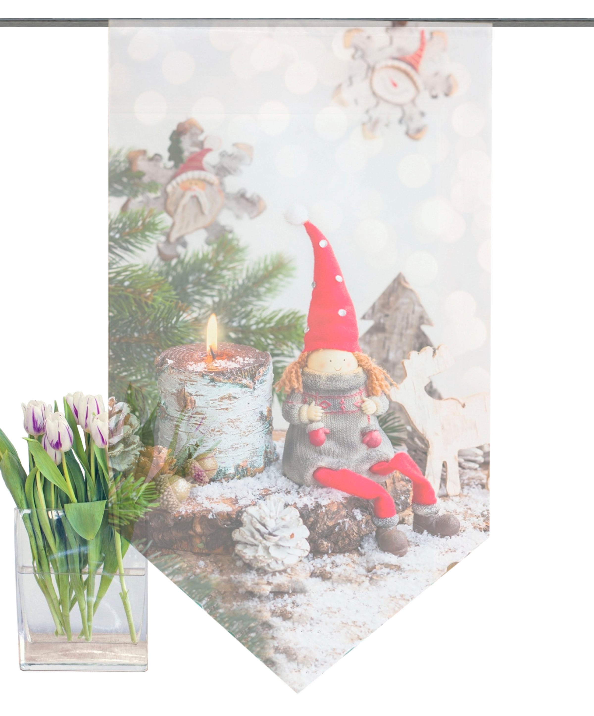 HOME WOHNIDEEN Scheibengardine »WEIHNACHTSWICHTEL«, (1 80x40 HxB: St.)