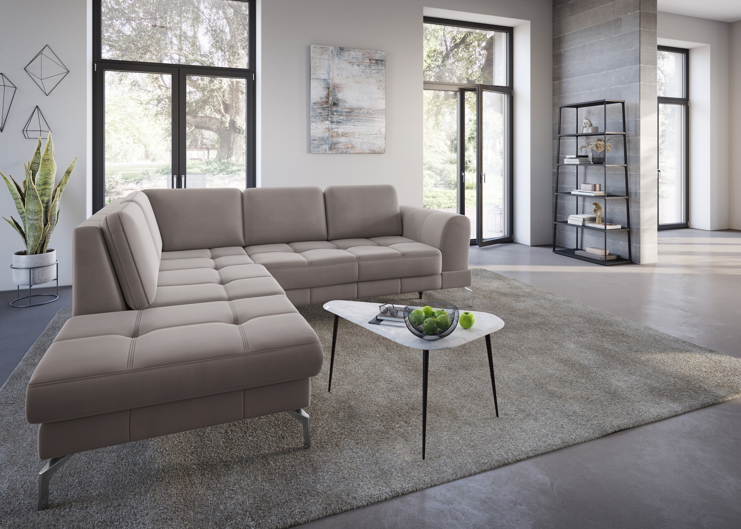 sit&more Ecksofa »Bendigo L-Form« inklusive Sitztiefenverstellung, Bodenfreiheit 15 cm, in 2 Fußfarben