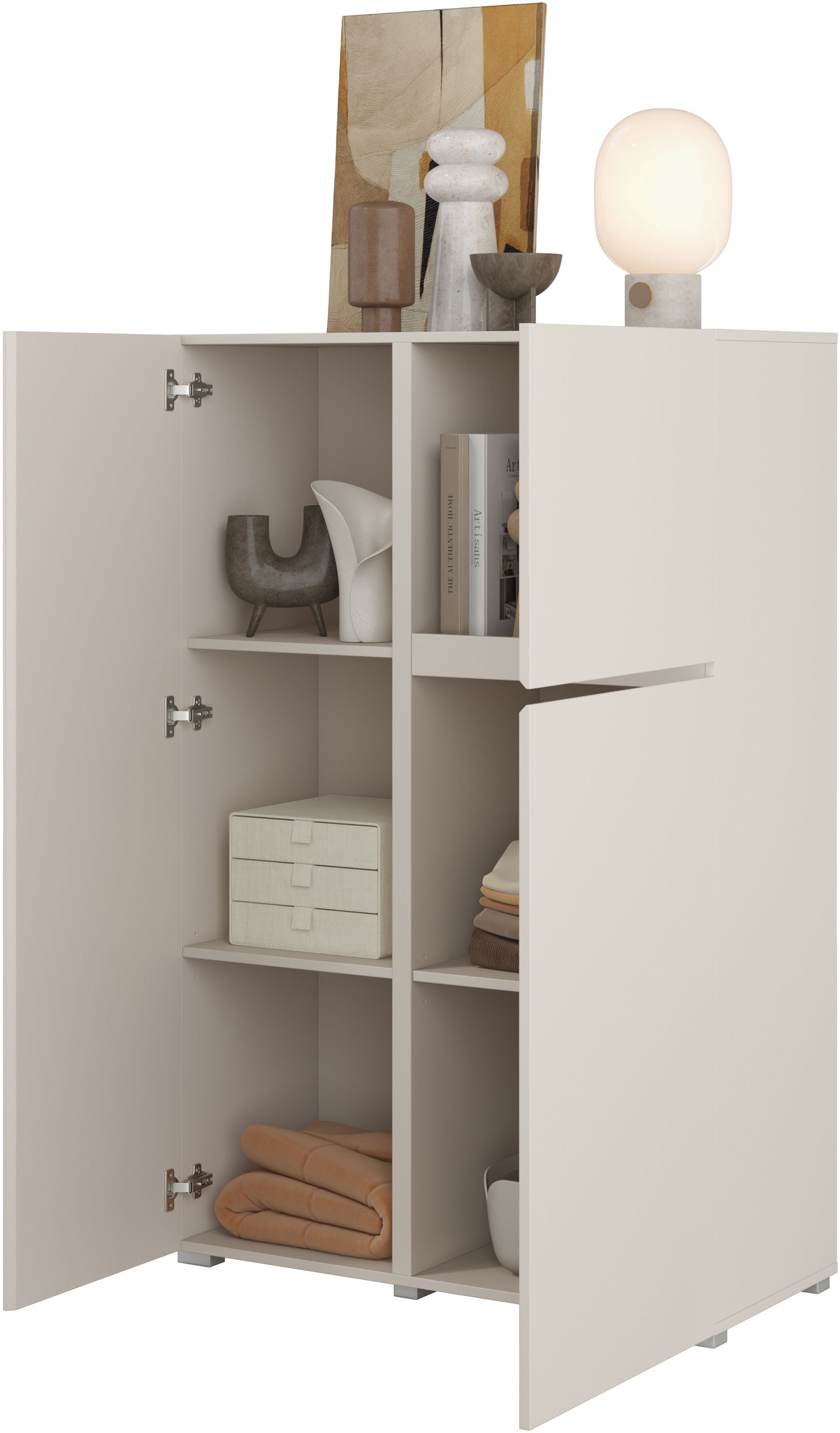 OTTO home Highboard »Metric,Breite 92cm, moderne grifflose Hochkommode 3 Türen,Highboard« Hochschrank mit viel Stauraum, Einlegeböden verstellbar, Türkommode