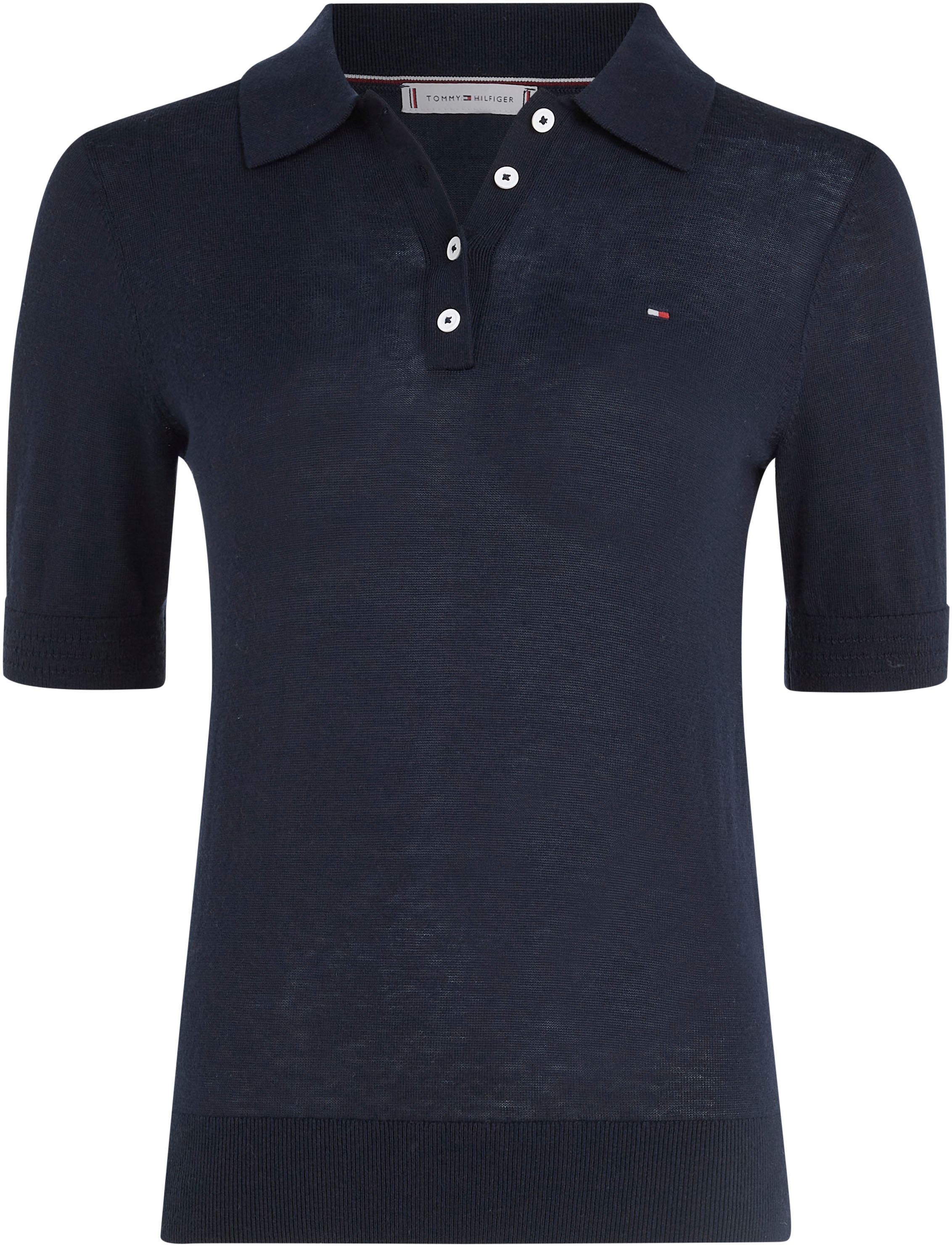 Tommy Hilfiger Polokragenpullover »BUTTON POLO SS TOP«, mit Logo auf der Brust