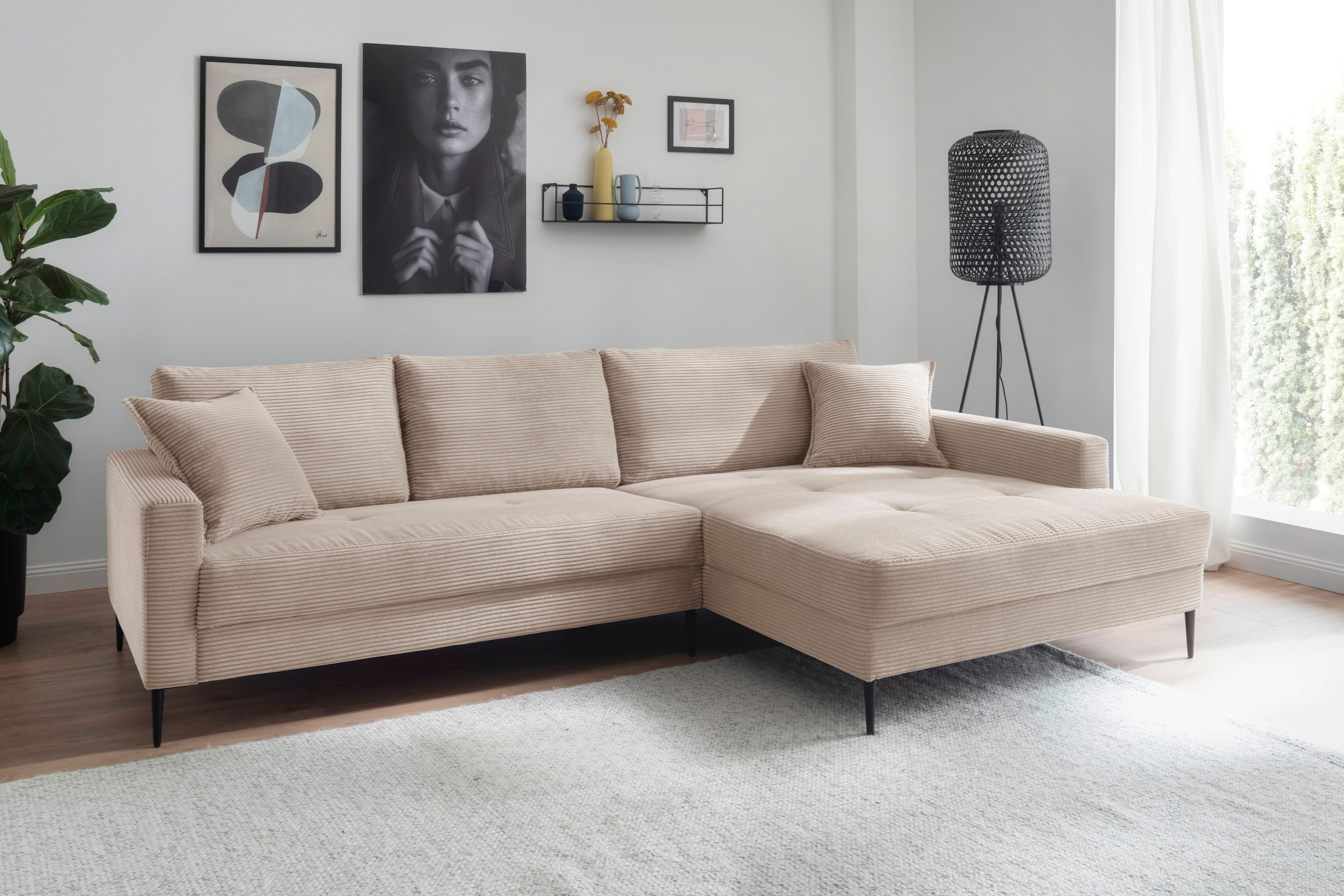 Ecksofa »Summer L-Form«, in Cord-Stoff mit Metallfuß