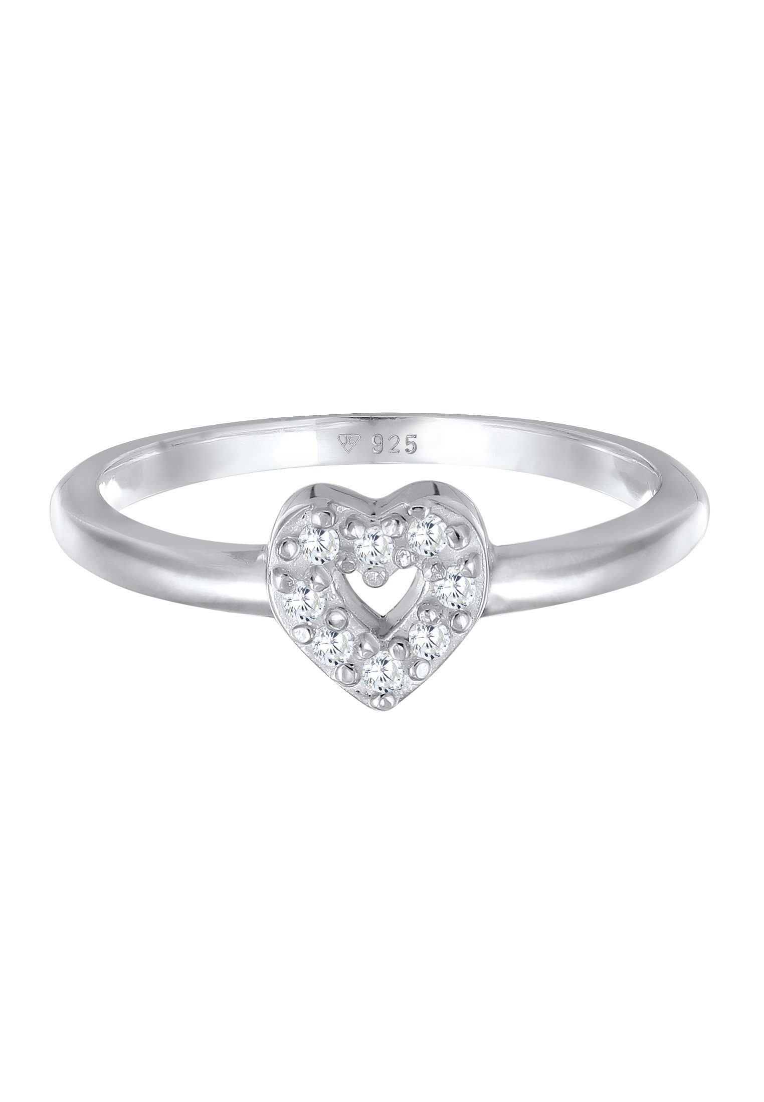 Elli Silberring »Ring mit Herz Zirkonia Steinen Verlobungsring 925 Silber«