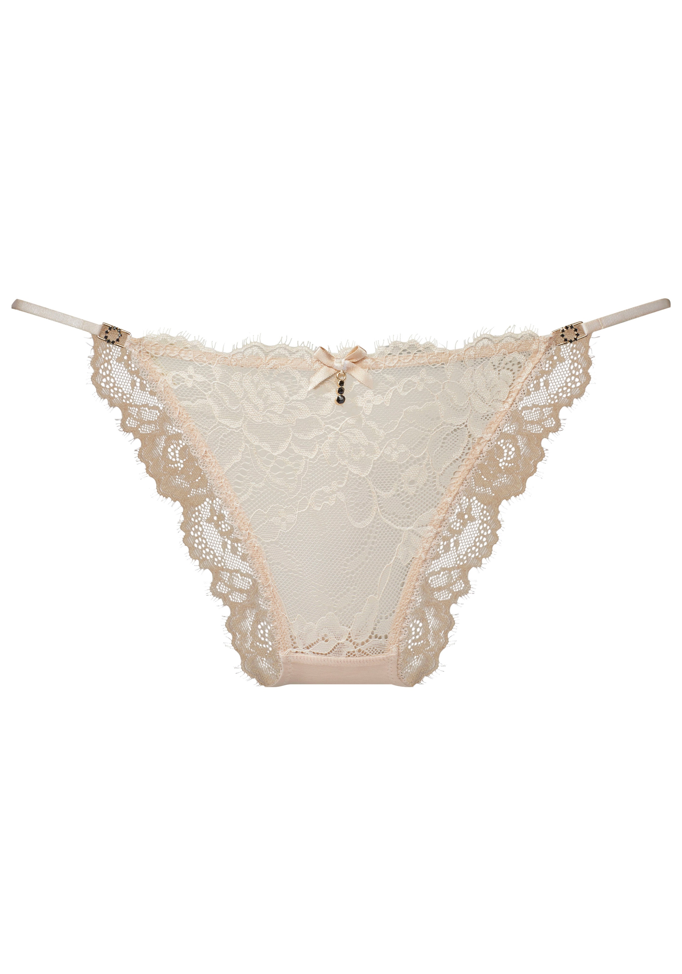 LASCANA Tanga »Samara« mit feiner Satinschleife und extravaganten Strassaccessoires