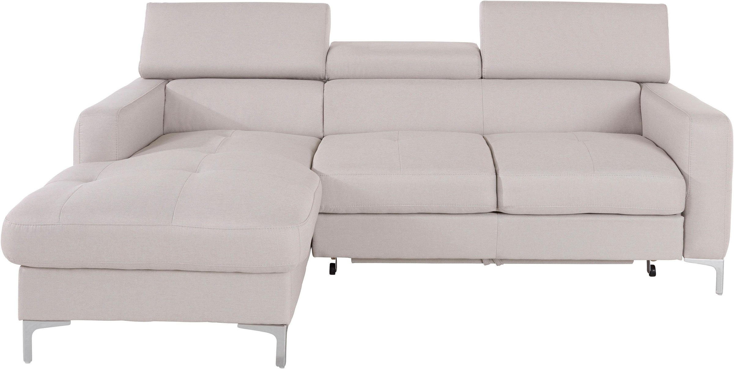 COTTA Polstergarnitur »Sammy L-Form«, (Set), Set bestehend aus: Ecksofa mit Kopfteilverstellung & Hocker