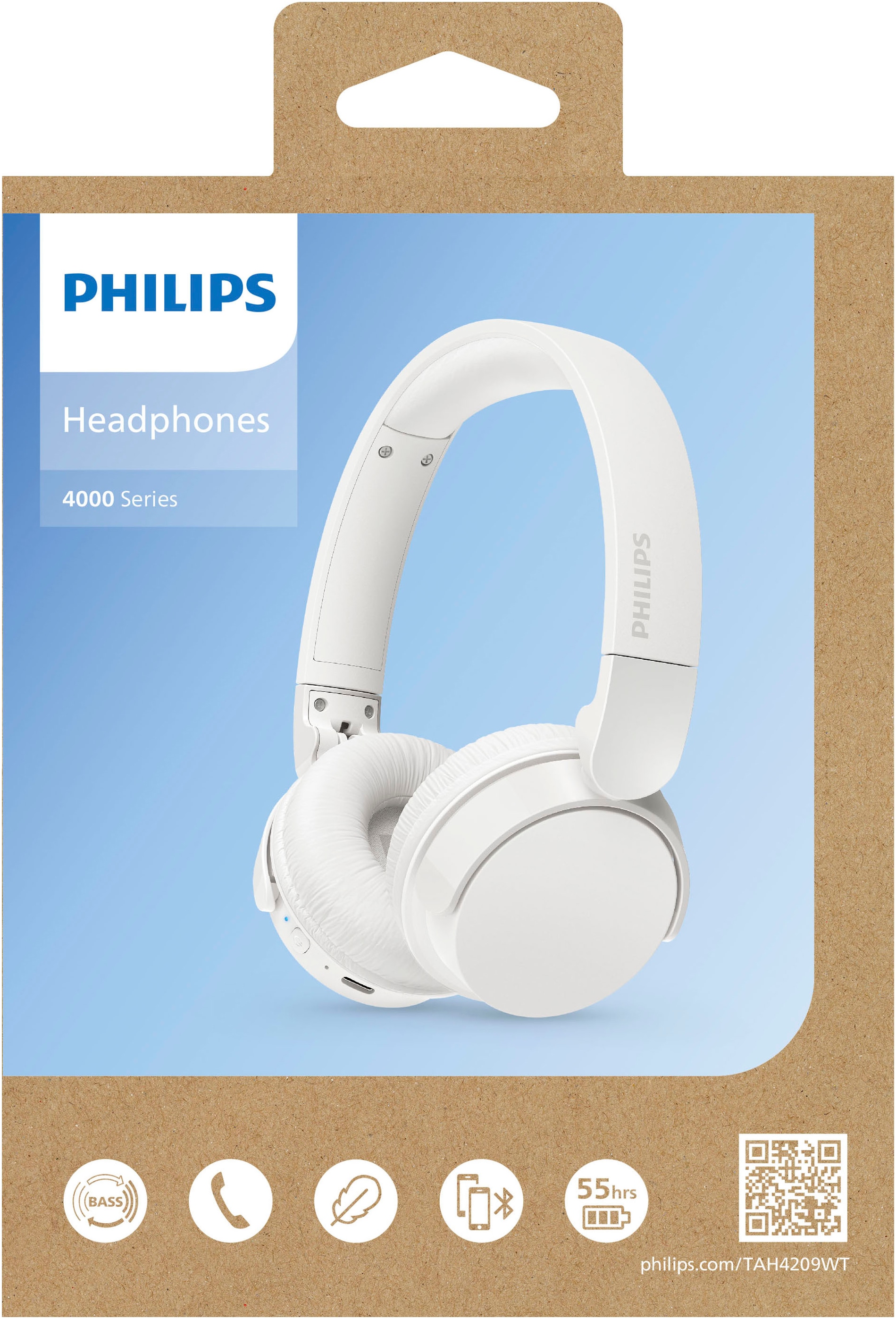 Philips On-Ear-Kopfhörer »TAH4209«, Bluetooth-A2DP Bluetooth-AVRCP Bluetooth-HFP, Geräuschisolierung-Multi-Point-Verbindung-Sprachsteuerung-integrierte Steuerung für Anrufe und Musik