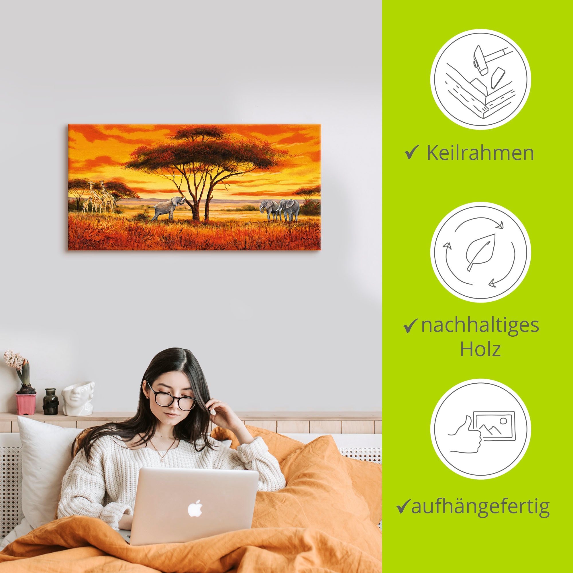 Artland Wandbild »Afrikanische Landschaft II«, Afrika, (1 St.), als Alubild, Outdoorbild, Leinwandbild, Wandaufkleber, versch. Größen