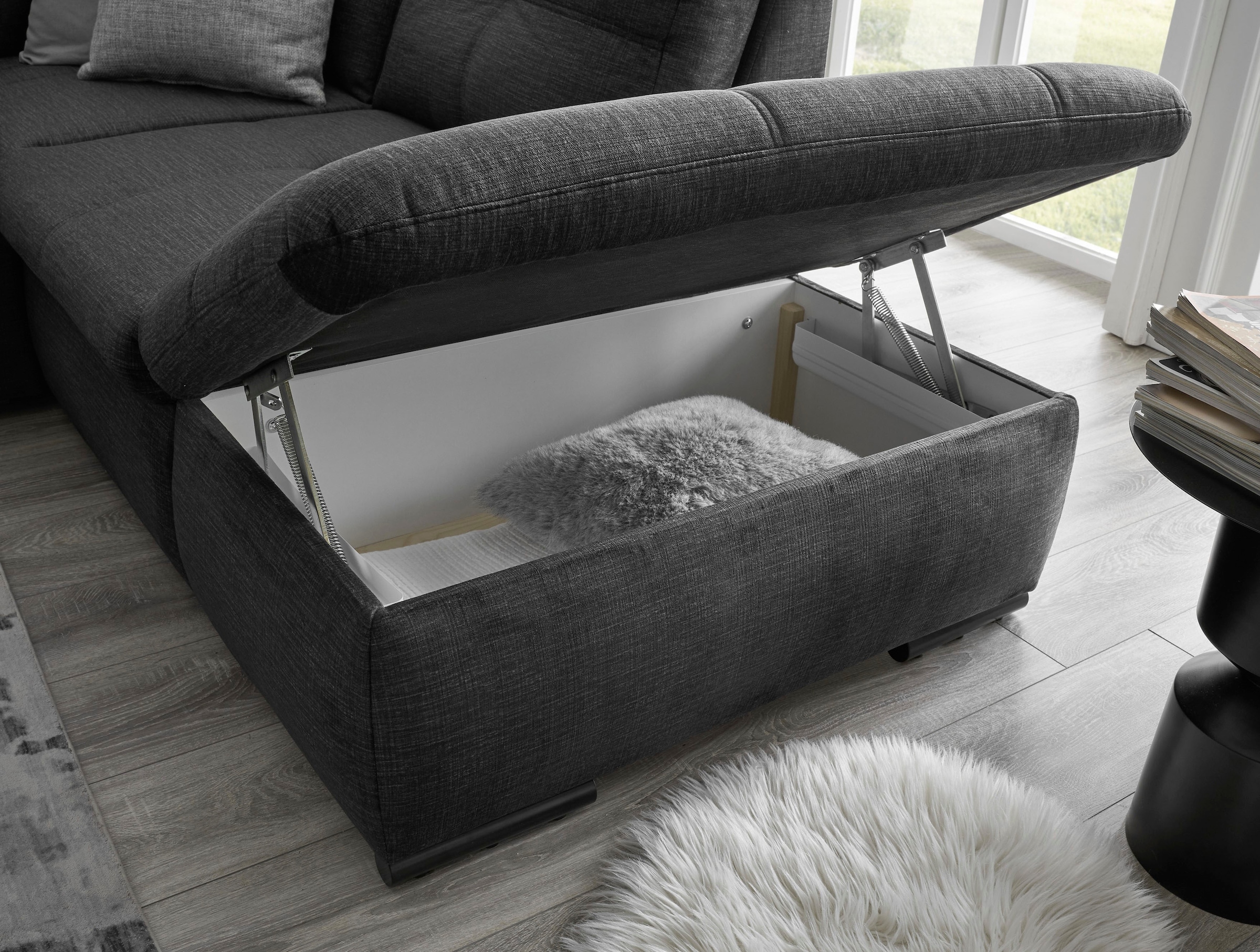 ED EXCITING DESIGN Wohnlandschaft »Alija U-Form«, mit Bettfunktion, Bettkasten, Armteilverstellung & Kopfstützen