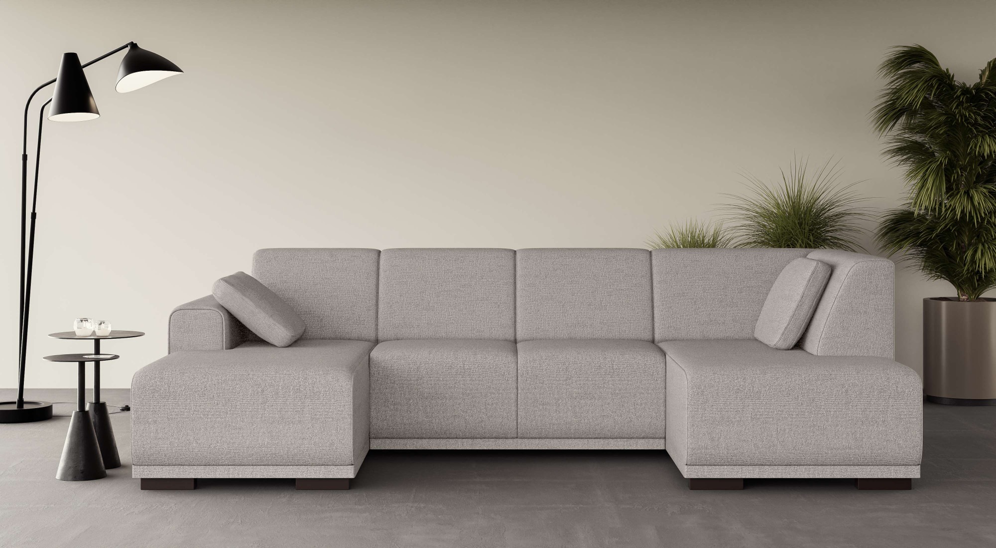 Home affaire Wohnlandschaft »BORNHOLM U-Form mit Recamiere rechts/links, B/T/H: 300/162/85 cm«, U-Form mit Wellenunterfederung, Recamiere rechts oder links bestellbar