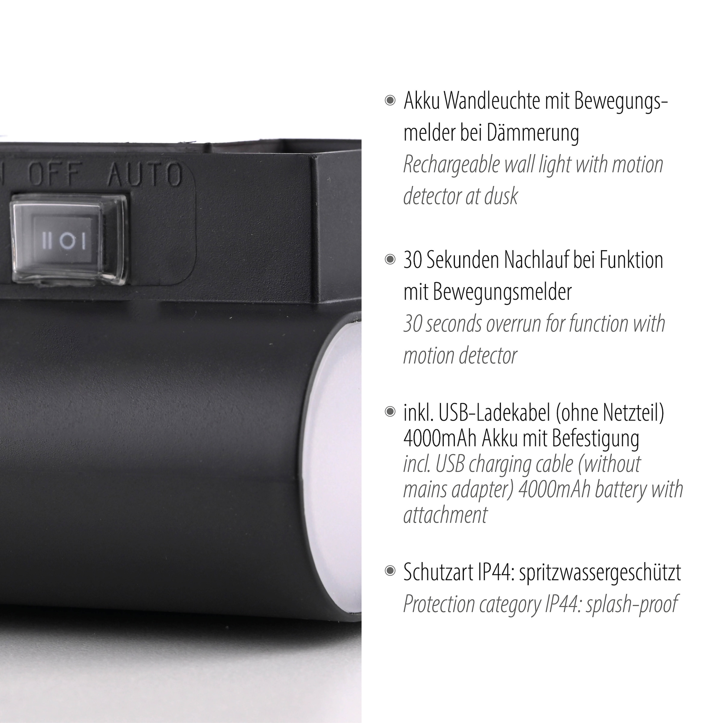 JUST LIGHT LED Wandleuchte »AKKU ZIDDY« LED-Board 1 Stk. Warmweiß Bewegungsmelder, Akkubetrieben, magnetische Befestigung