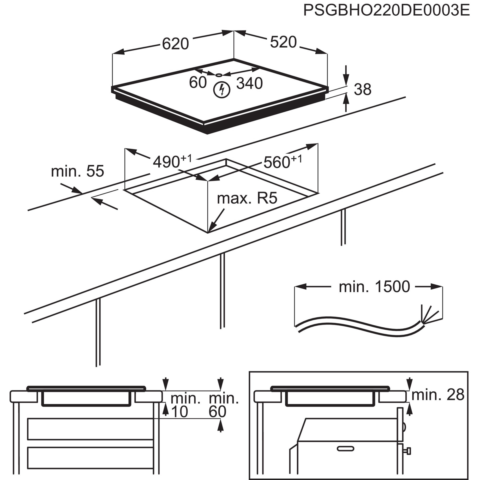 AEG Elektro-Kochfeld »TO64RA07FB« Autarkes Kochfeld: Erweiterbare Kochzonen für große Pfannen und Töpfe