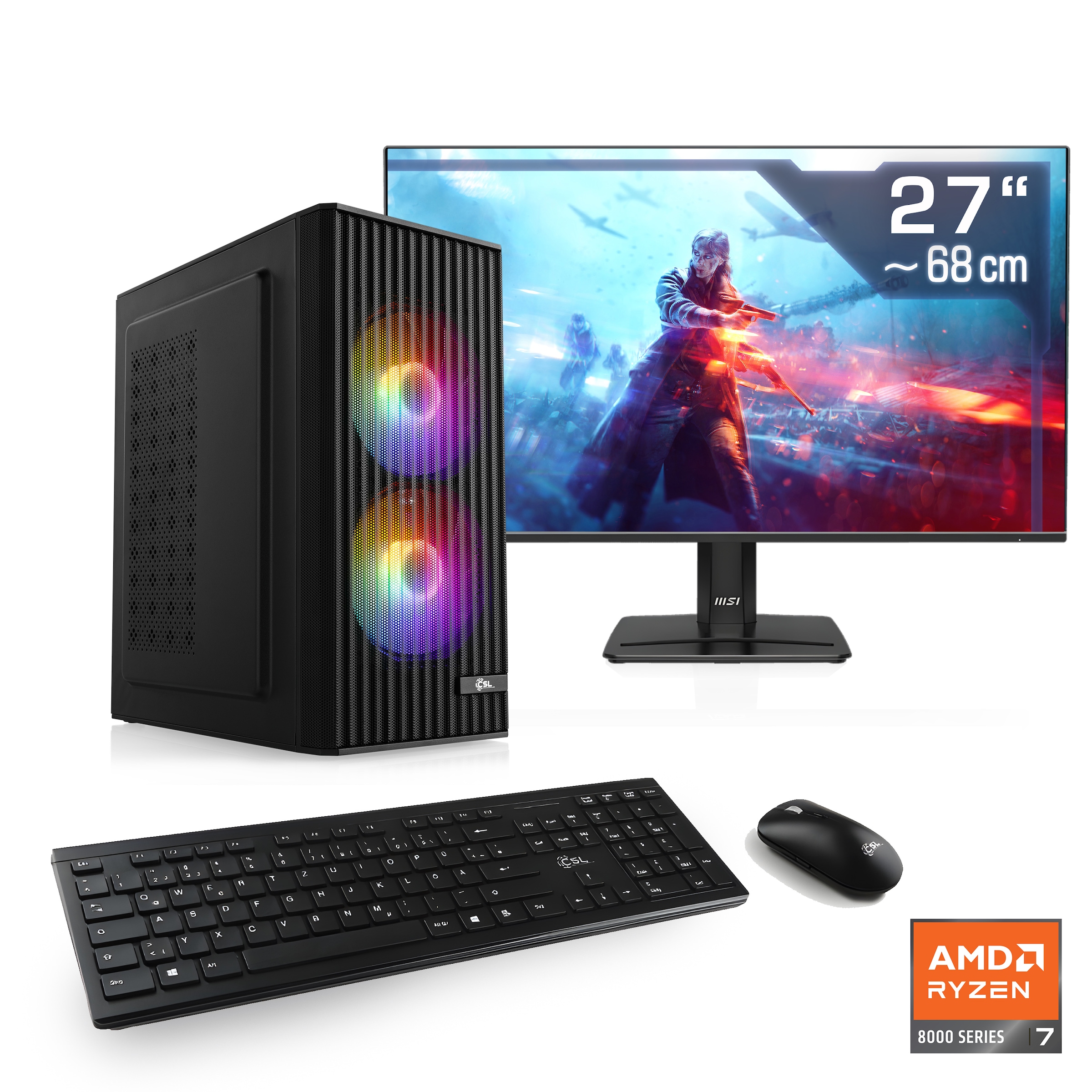 CSL PC-Komplettsystem »Spectrum V25283« 27 ″ AMD Ryzen 7 GeForce RTX 3050 16 GB RAM 1.000 GB SSD