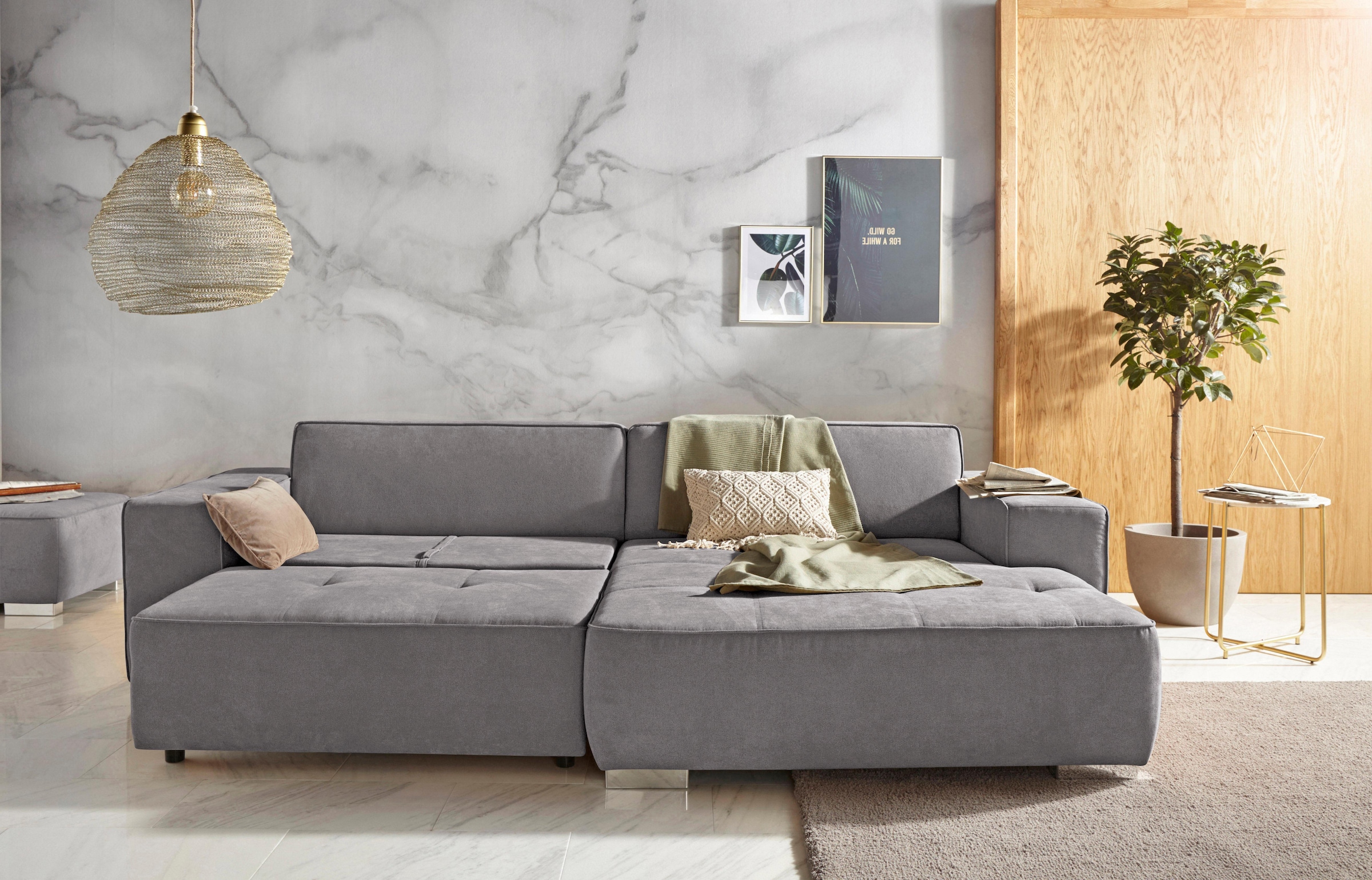 INOSIGN Ecksofa »Sapporo L-Form«, wahlweise Bettfunktion oder Sitztiefenverstellung, Federkern