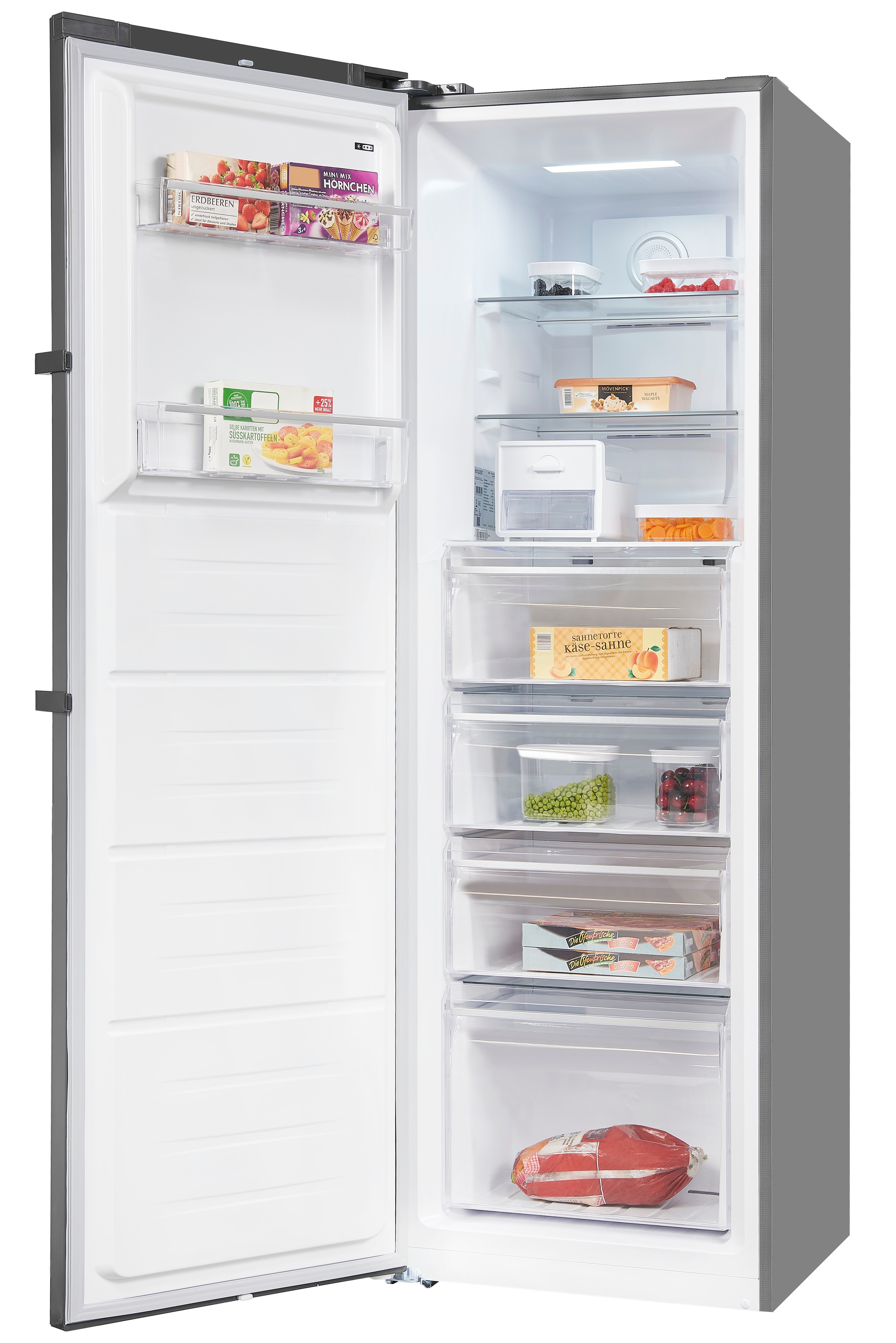 exquisit Gefrierschrank »GS295--H-040E inoxlook-az«, 185 cm hoch, 60 cm breit, Türanschlag wechselbar