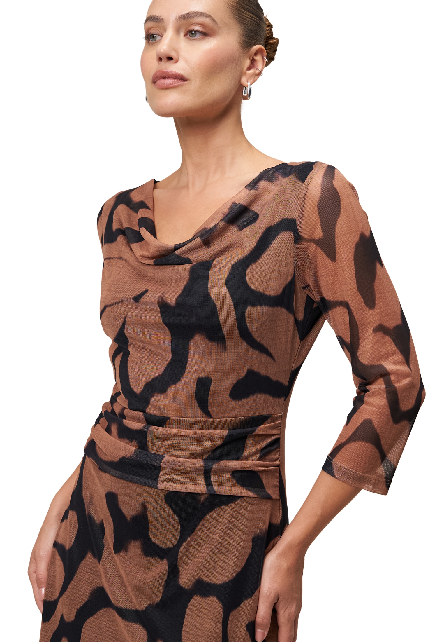 Zero Bodykleid »Meshkleid mit Wasserfallausschnitt«