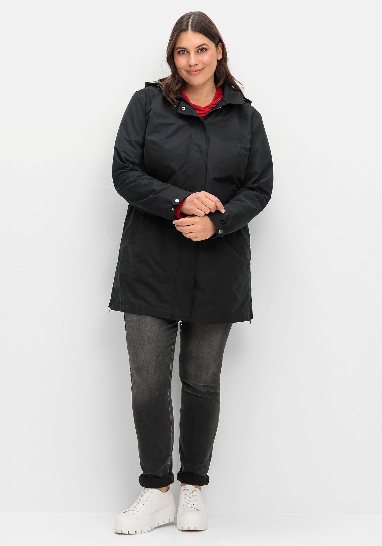 Sheego Outdoorjacke »Parka mit gestreiftem Futter, wasserabweisend«