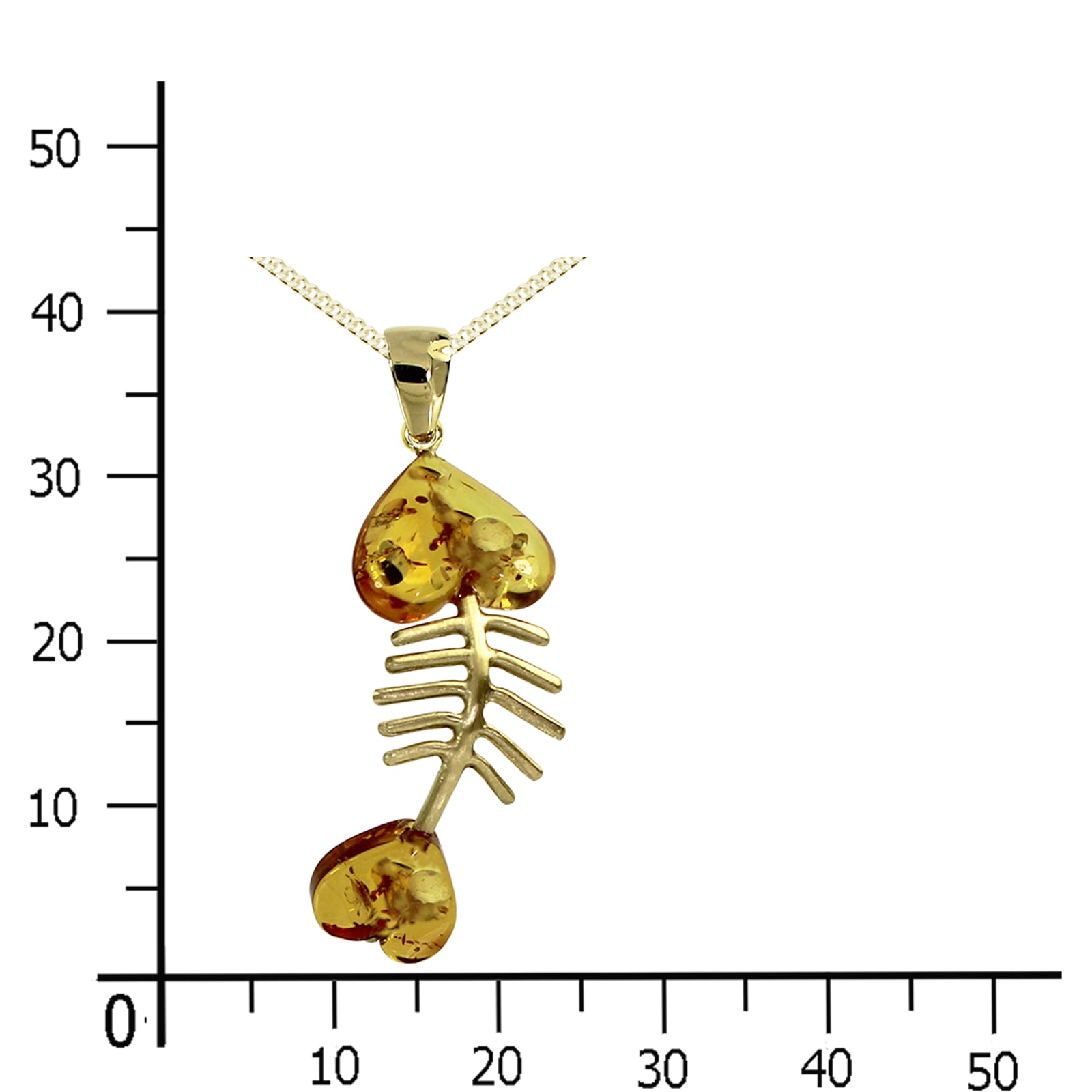 OSTSEE-SCHMUCK Kette und Anhänger Set »- Fisch 35 mm - Gold 333/000 - Bernstein« ()