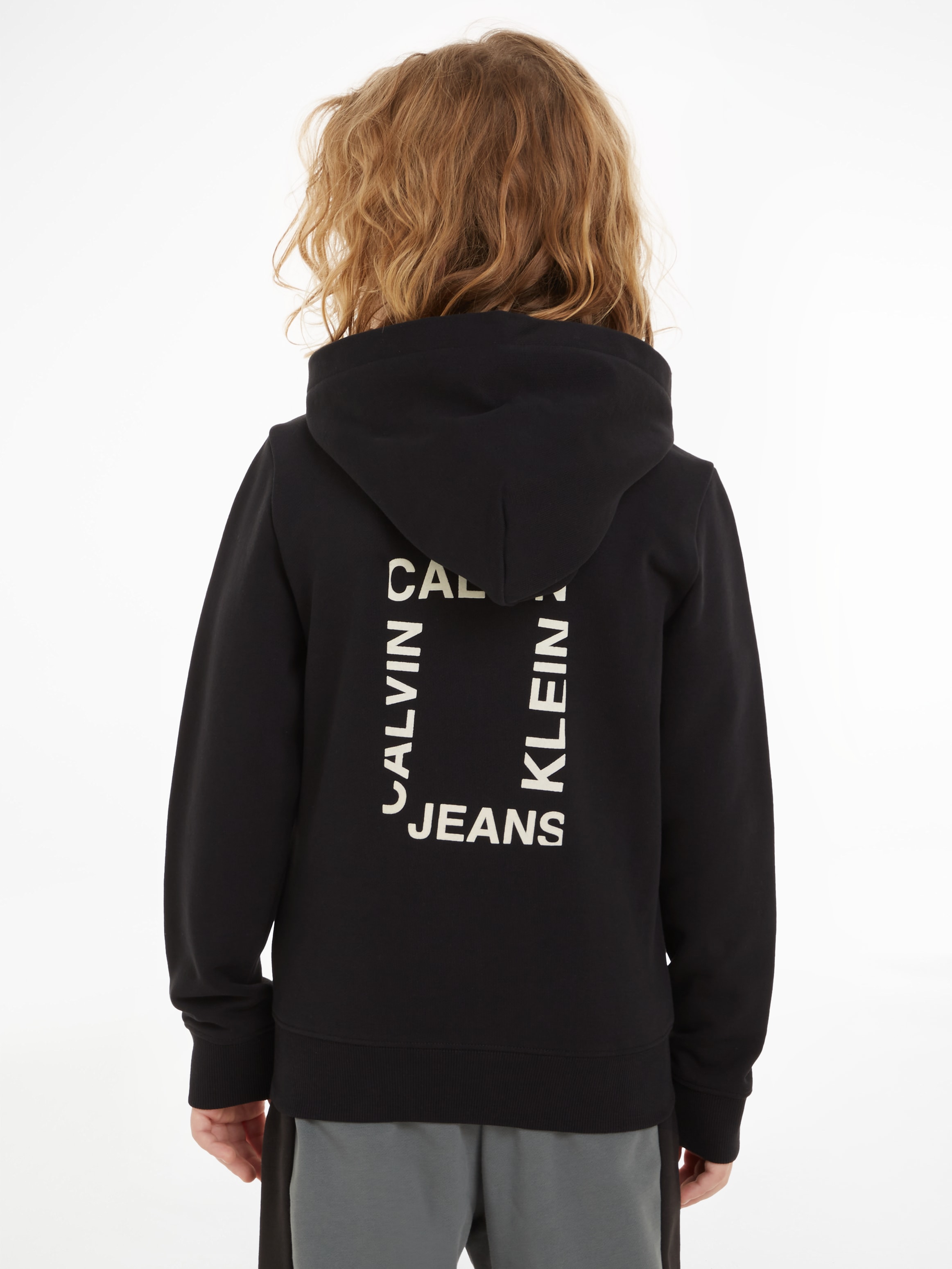 Calvin Klein Jeans Sweatjacke »MINI HERO FLOCK ZIP-THROUGH«, für Kinder bis 16 Jahre und Markenlabel