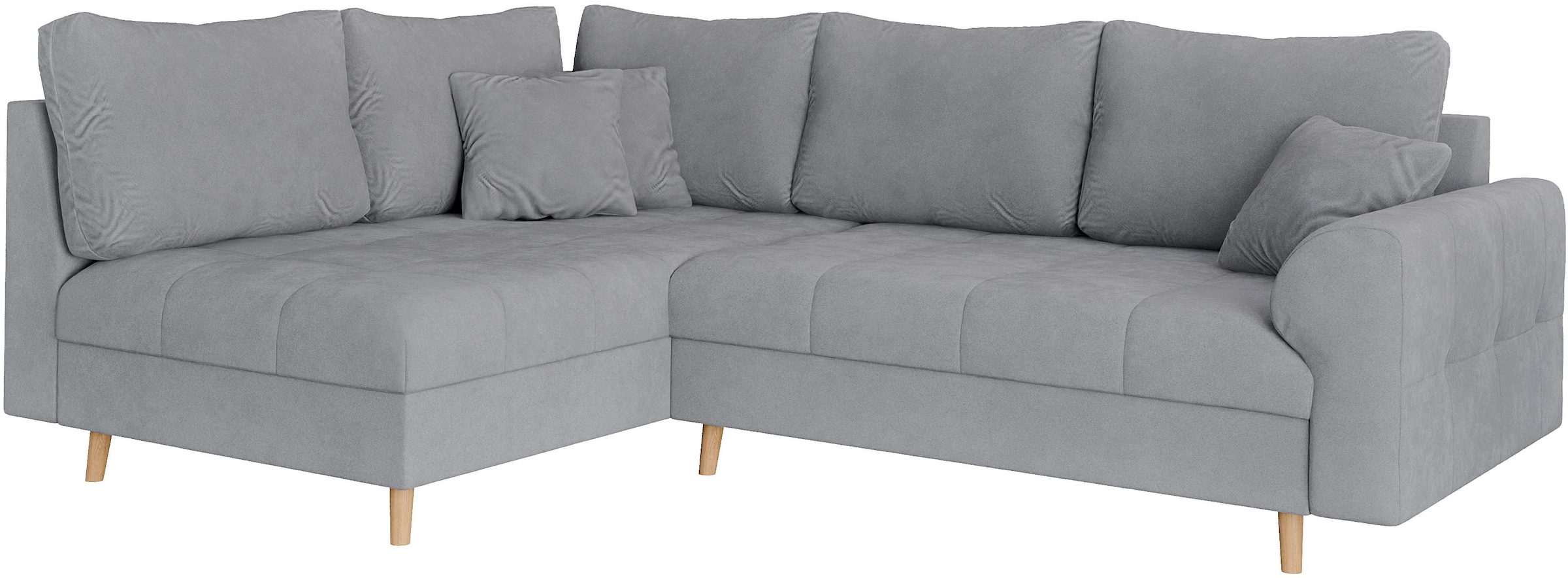 Home affaire Ecksofa »CHARRE L-Form mit Ottomane, Maße B/T/H: 231/161/81 cm«, feine Steppung, lose Rücken- und Zierkissen, auch in Cord und Bouclé
