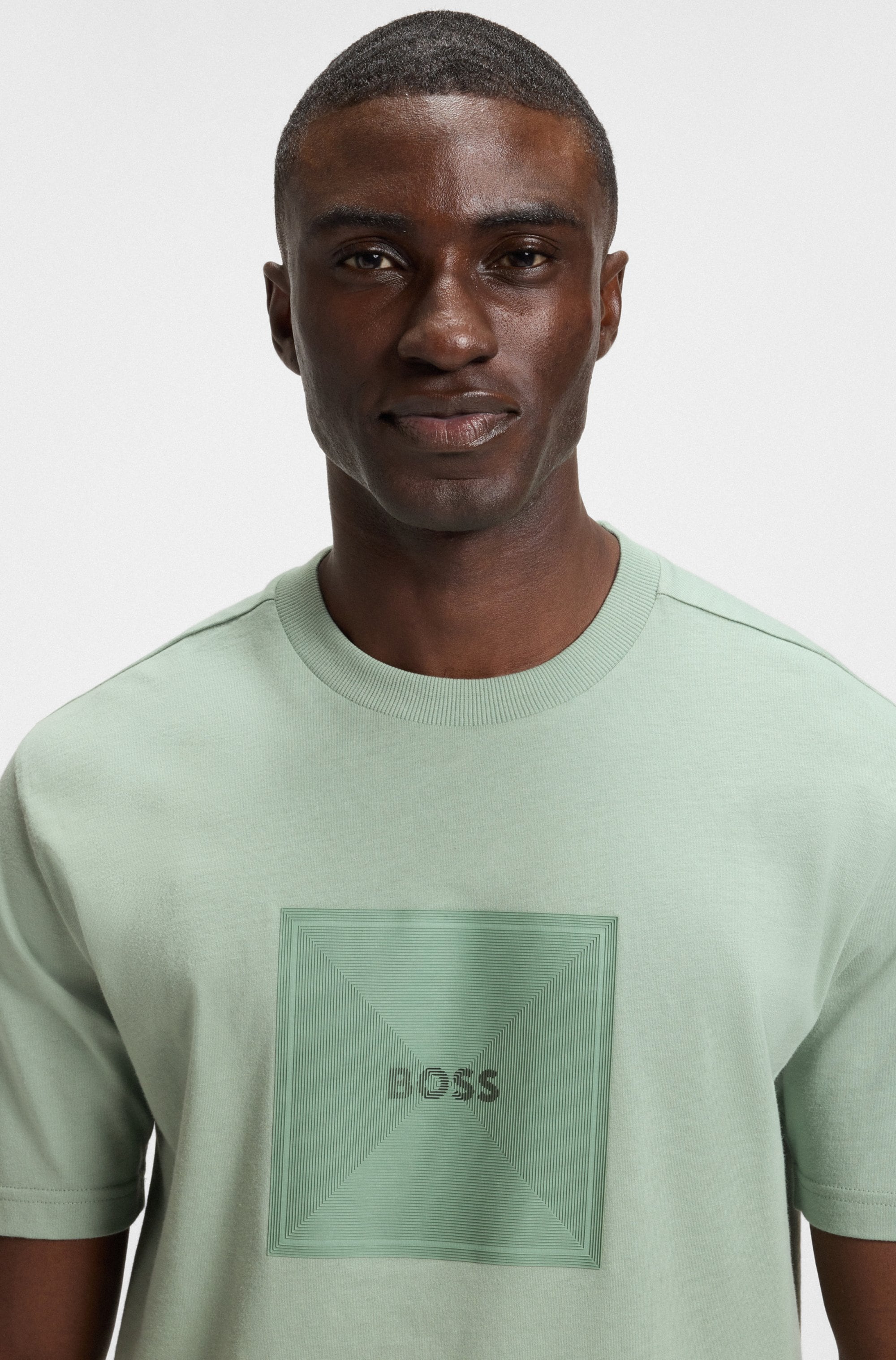 BOSS GREEN T-Shirt »Tee Logo Rib«, mit großem Aufdruck