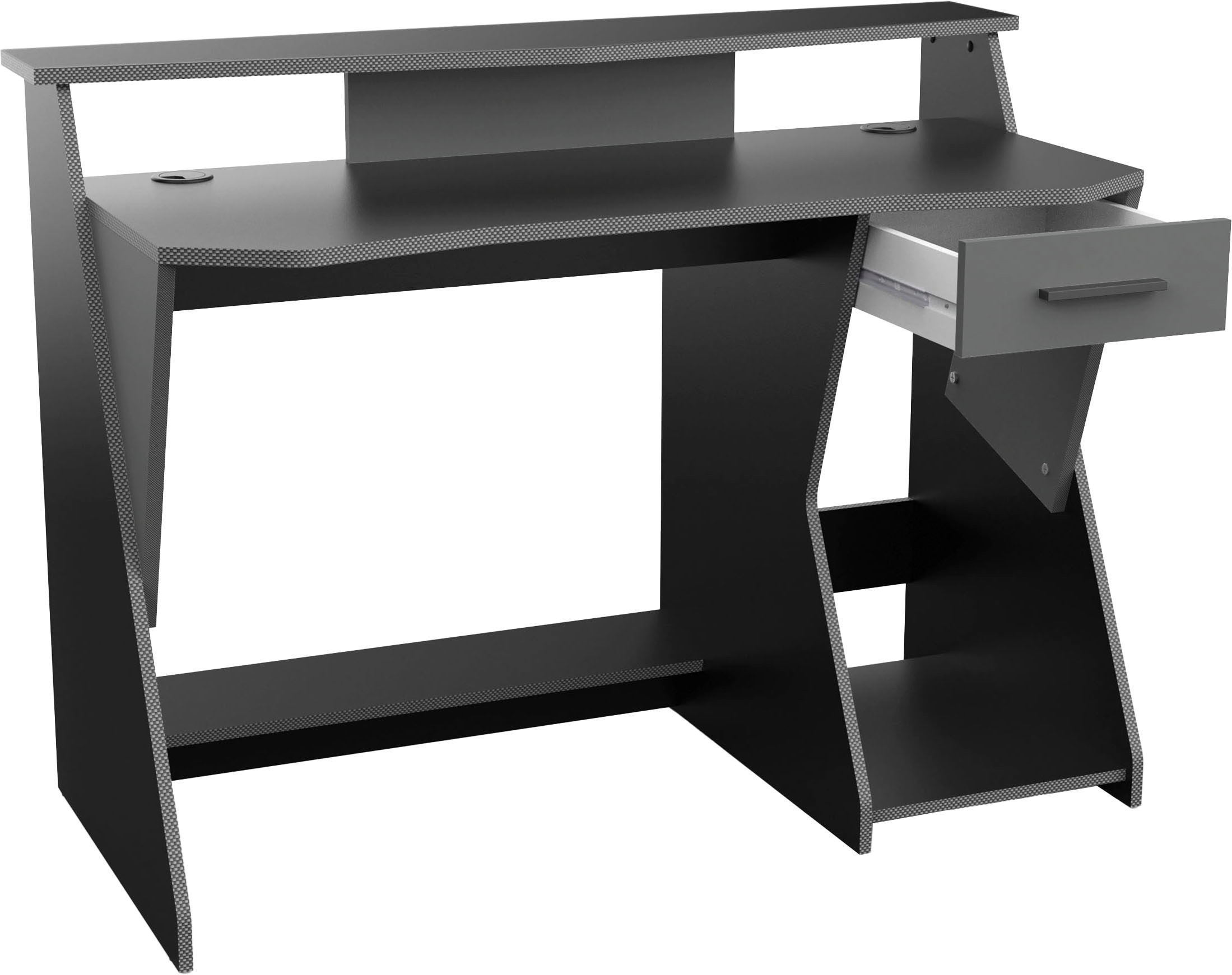 Demeyere GROUP Schreibtisch »Skin«, GAMER Schreibtisch mit 1 Schublade, 1 Regalaufsatz