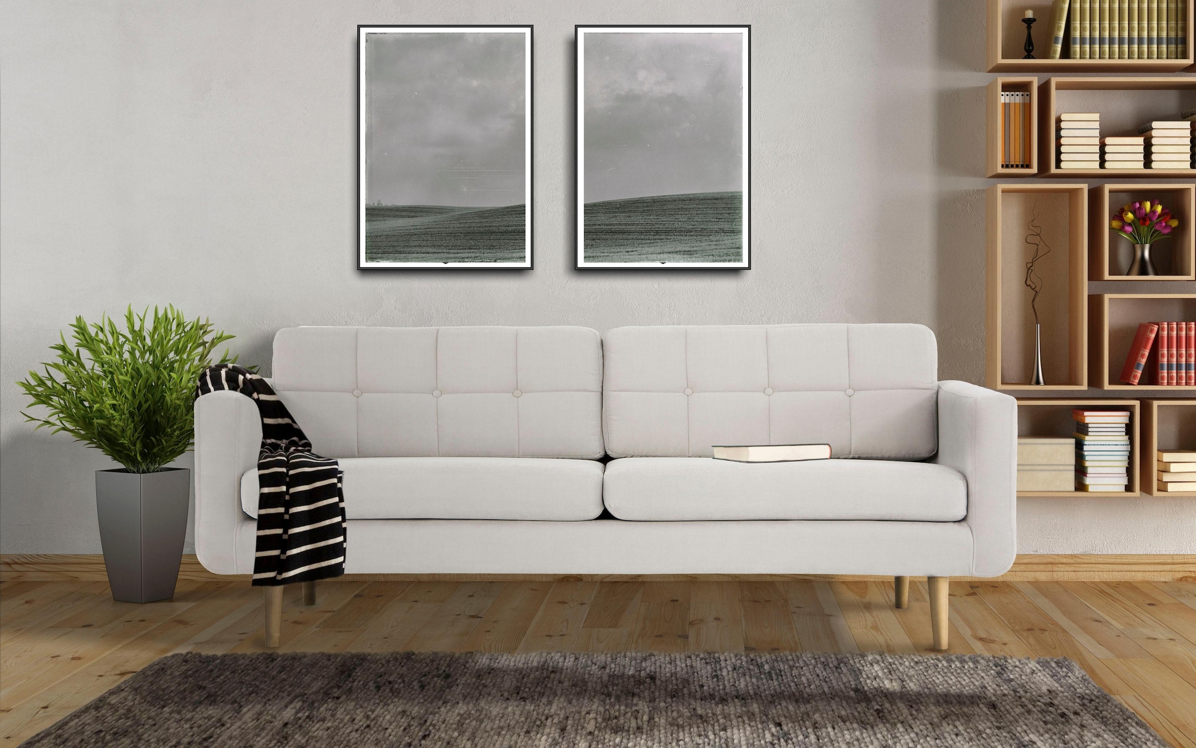 Home affaire 3-Sitzer »Brest«, mit Knopfheftung und Steppung im Rücken, geradliniges Design