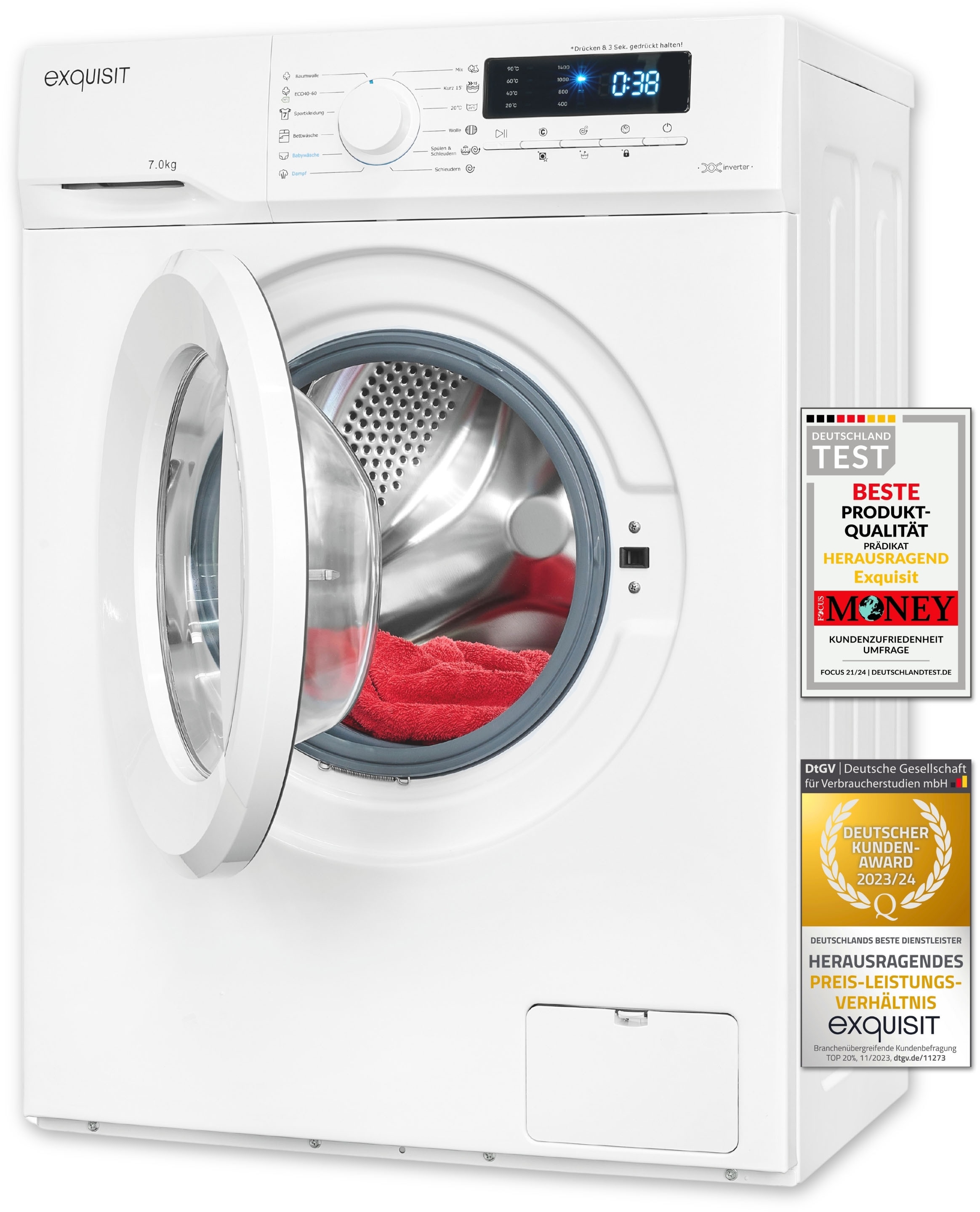 exquisit Waschmaschine »WA7014-020A«, 7 kg, 1400 U/min, Platz für 7,0 kg Wäsche