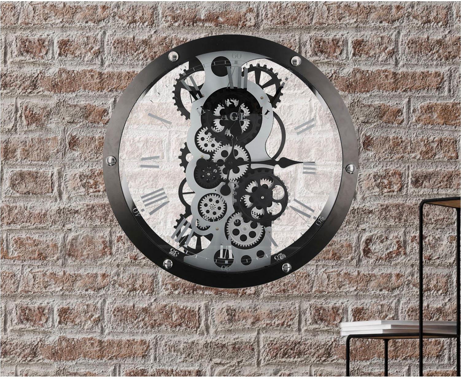 Casablanca by Gilde Wanduhr »Wanduhr rund Industry schwarz H. 52 cm«