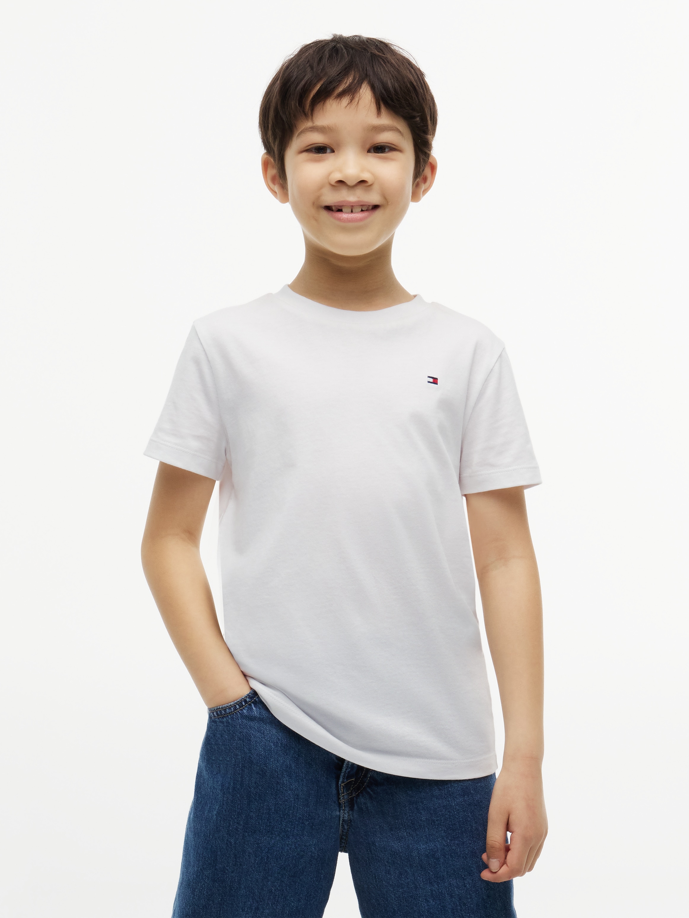Tommy Hilfiger T-Shirt Rundhalsausschnitt, Regular Fit, Kinder bis 16 Jahre, reine Baumwolle