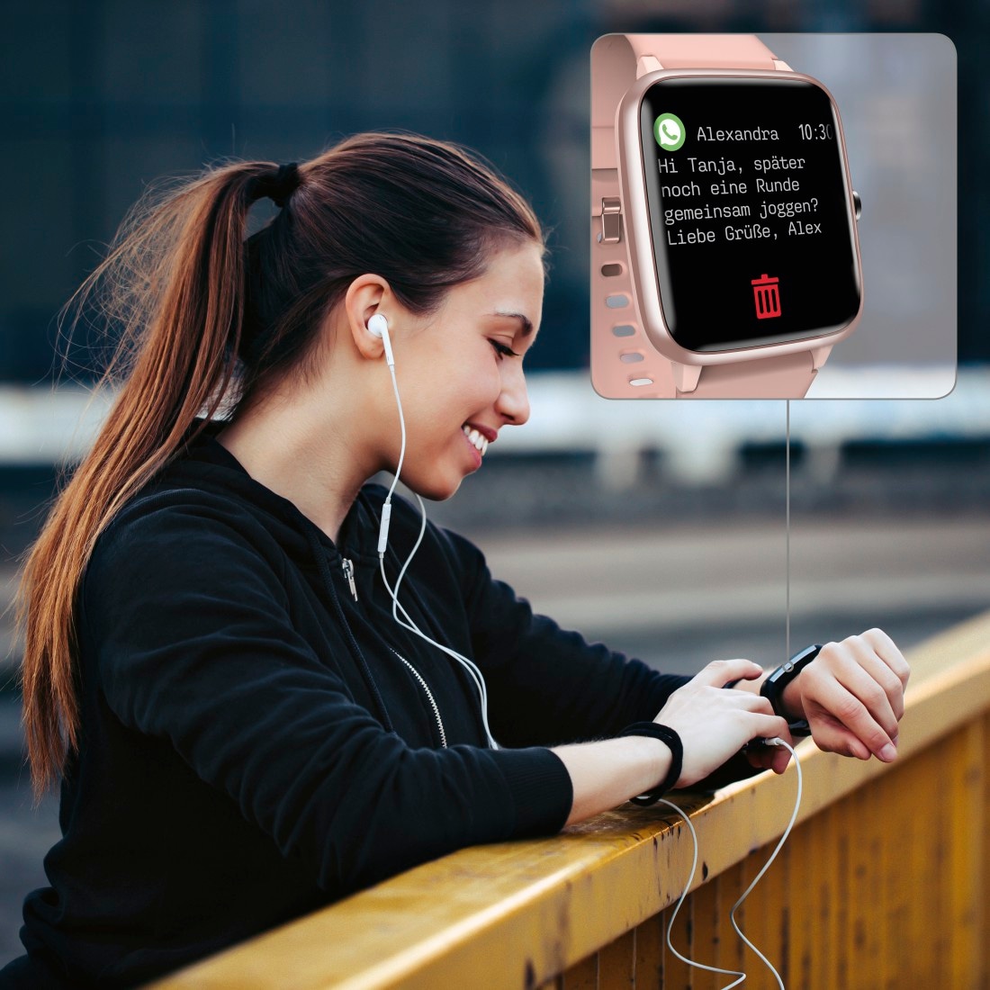 Hama Smartwatch »Smartwatch, GPS, wasserdicht, Herzfrequenz, Kalorien,  Schritte, Rosé«, (Tempo, Musiksteuerung, Nicht Stören Modus, Timer Wecker,  Wetteranzeige) ➥ 3 Jahre XXL Garantie | UNIVERSAL