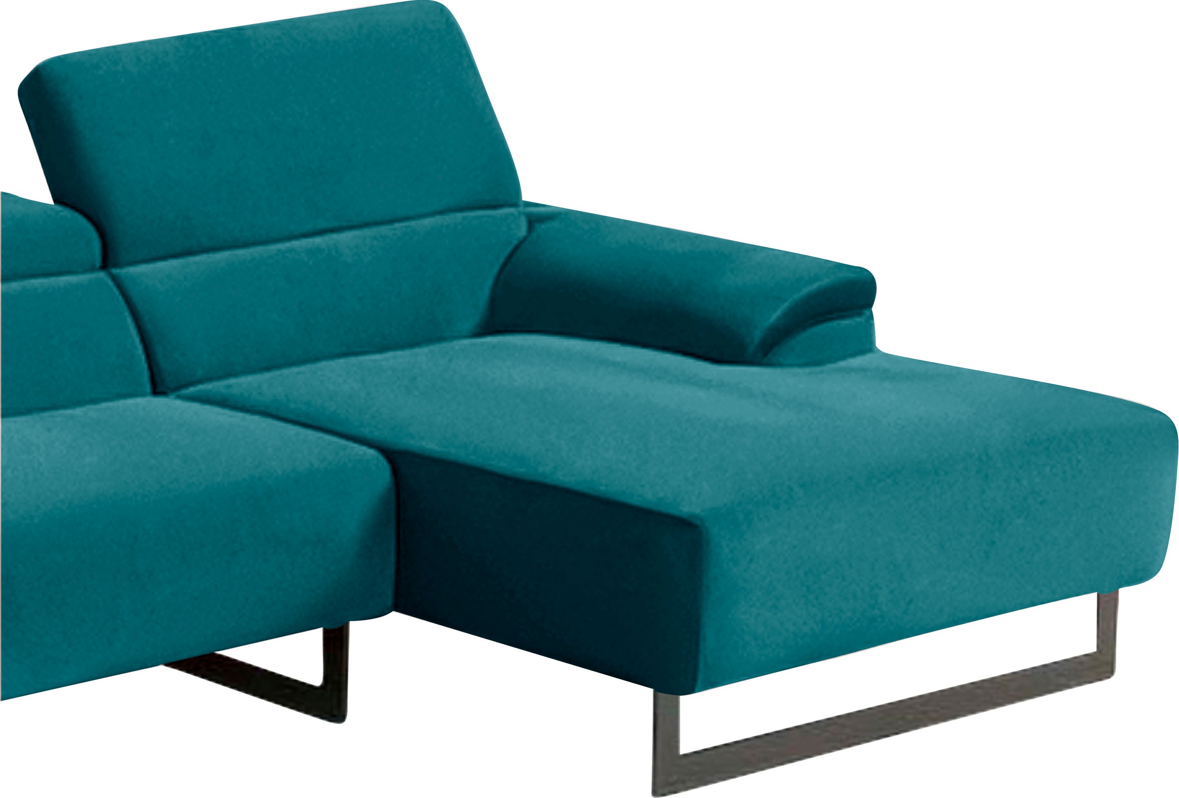 Egoitaliano Ecksofa »Malika, edel und bequem, Designsofa mit hochwertigen Bezügen, L-Form«, mit Recamiere, inkl. Kopfteilverstellung und chromfarbenen Metallfüßen