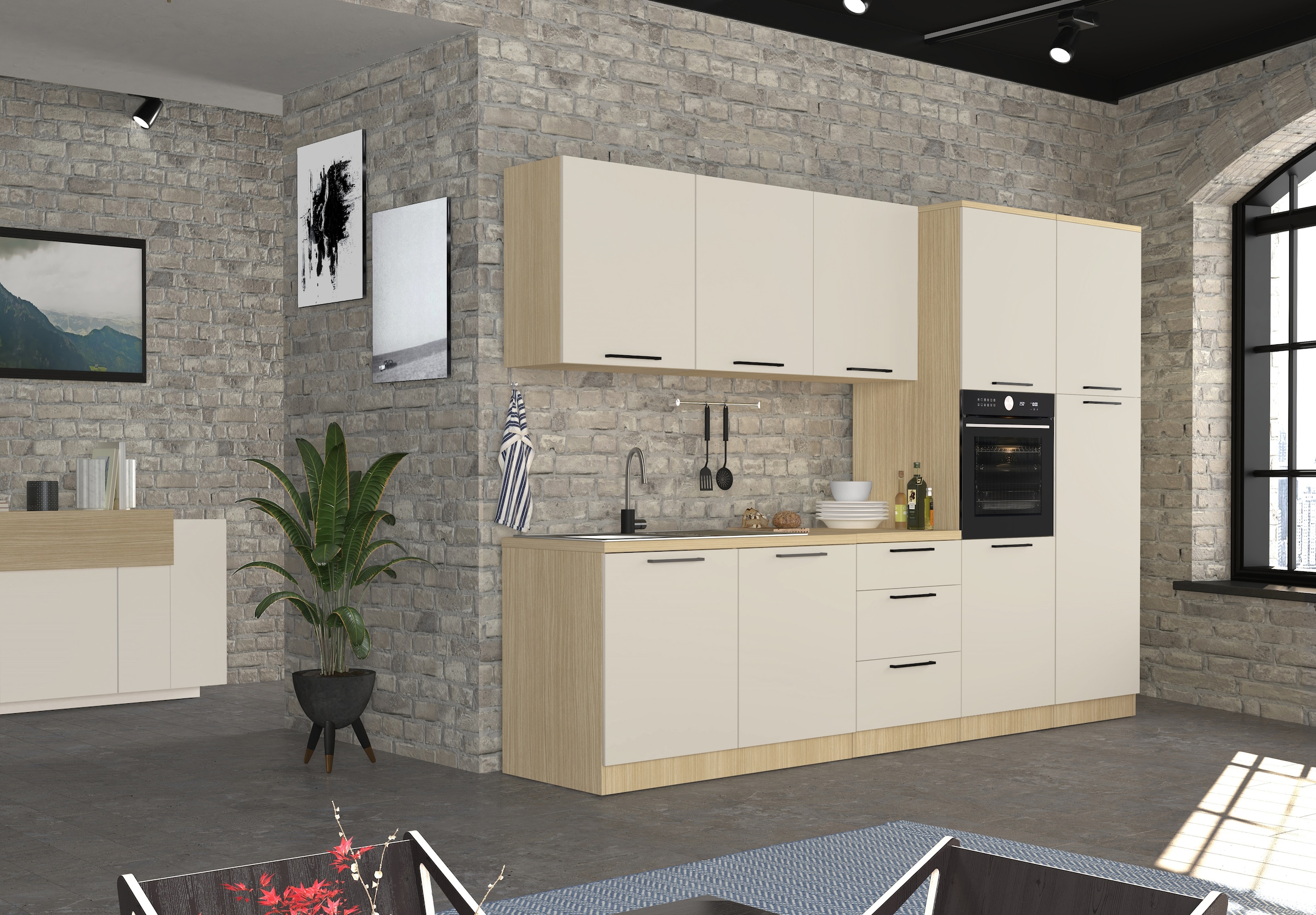 KOCHSTATION Unterschrank »Luna, Küchenunterschrank, Unterschrank mit Schubladen, Made in Italy« B/T/H: 60 × 60 × 85 cm, mit 3 Schubkästen, 3,5 cm starke Oberplatte