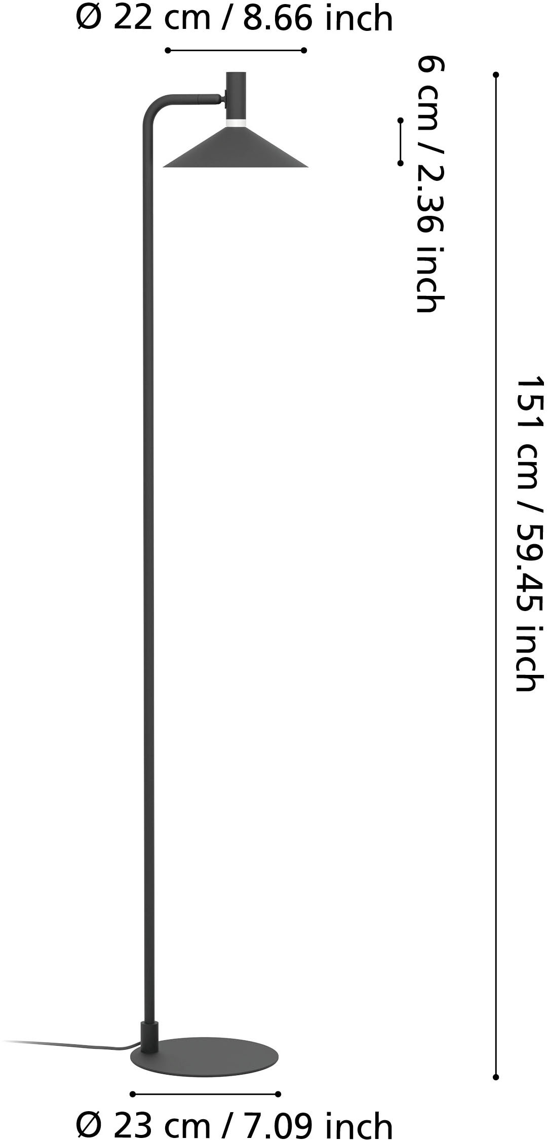 EGLO Stehlampe »CONOMAVILLA-Z Stehlampe - Stahl - LED - 7,5W - IP20« LED-Modul 1 Stk. Kaltweiß | Neutralweiß | RGB | Warmweiß Standleuchte, Leselampe, Wohzimmer, Schlafzimmer, L26 x B22 x H151 cm