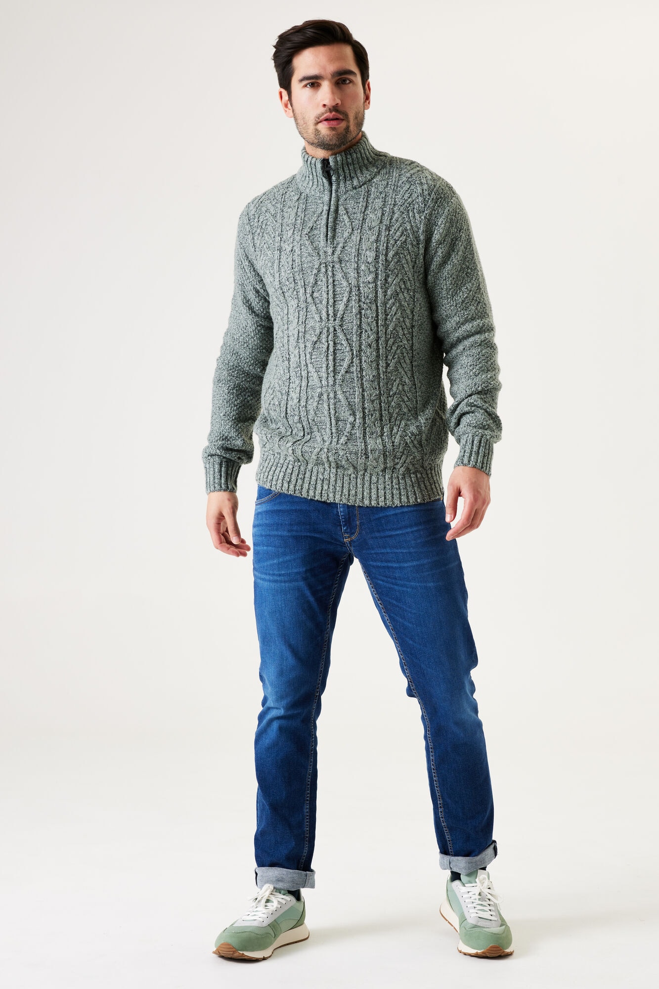 Garcia Strickpullover, mit Zipper und Zopfmuster