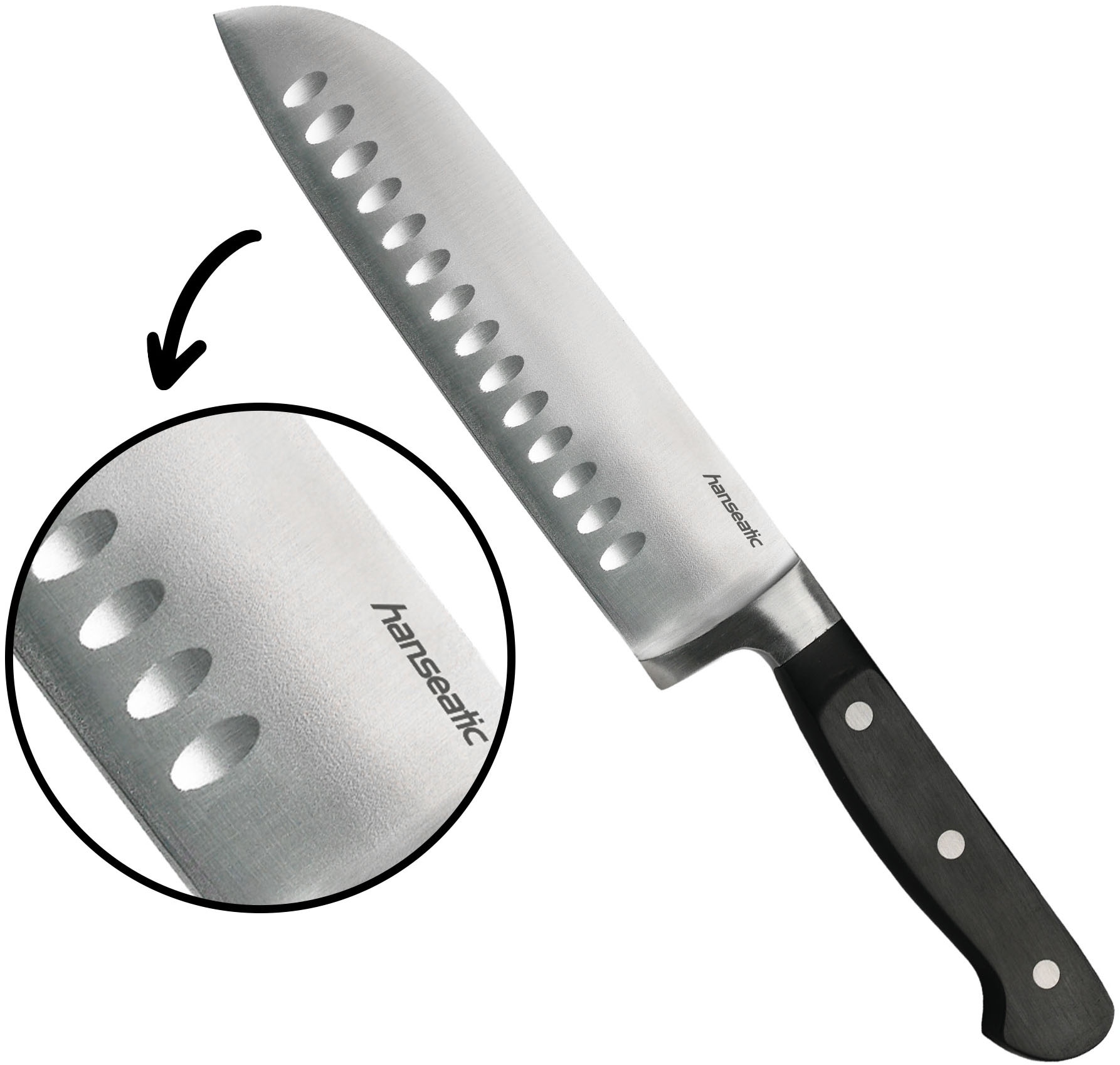 Hanseatic Messer-Set »hanseatic PREMIUM, 5-teilig« mit schwarzen Griffen, mit Nieten