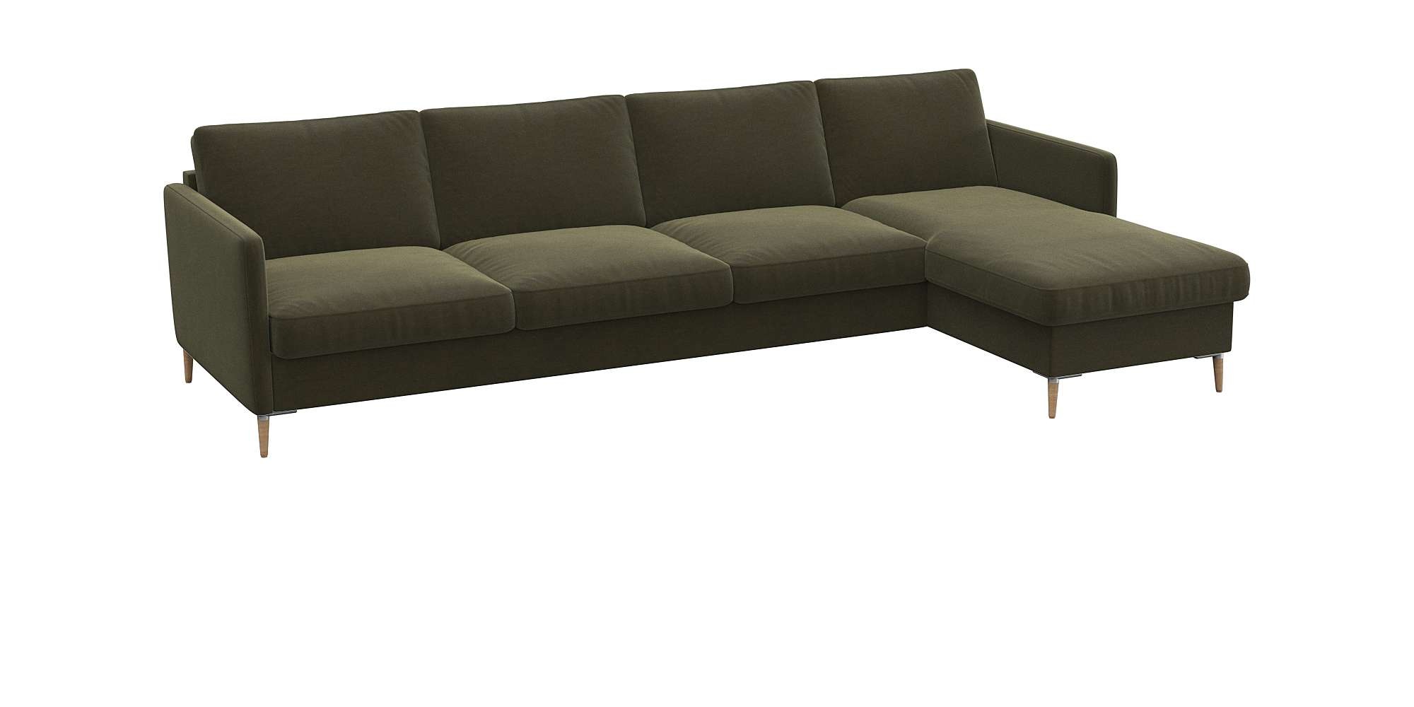 FLEXLUX Ecksofa »Fiore, L-Form, bequem und komfortabel durch hochwertigem Sitzaufbau«, schmale Armlehnen, Kaltschaum, Füße Alu+ Eiche