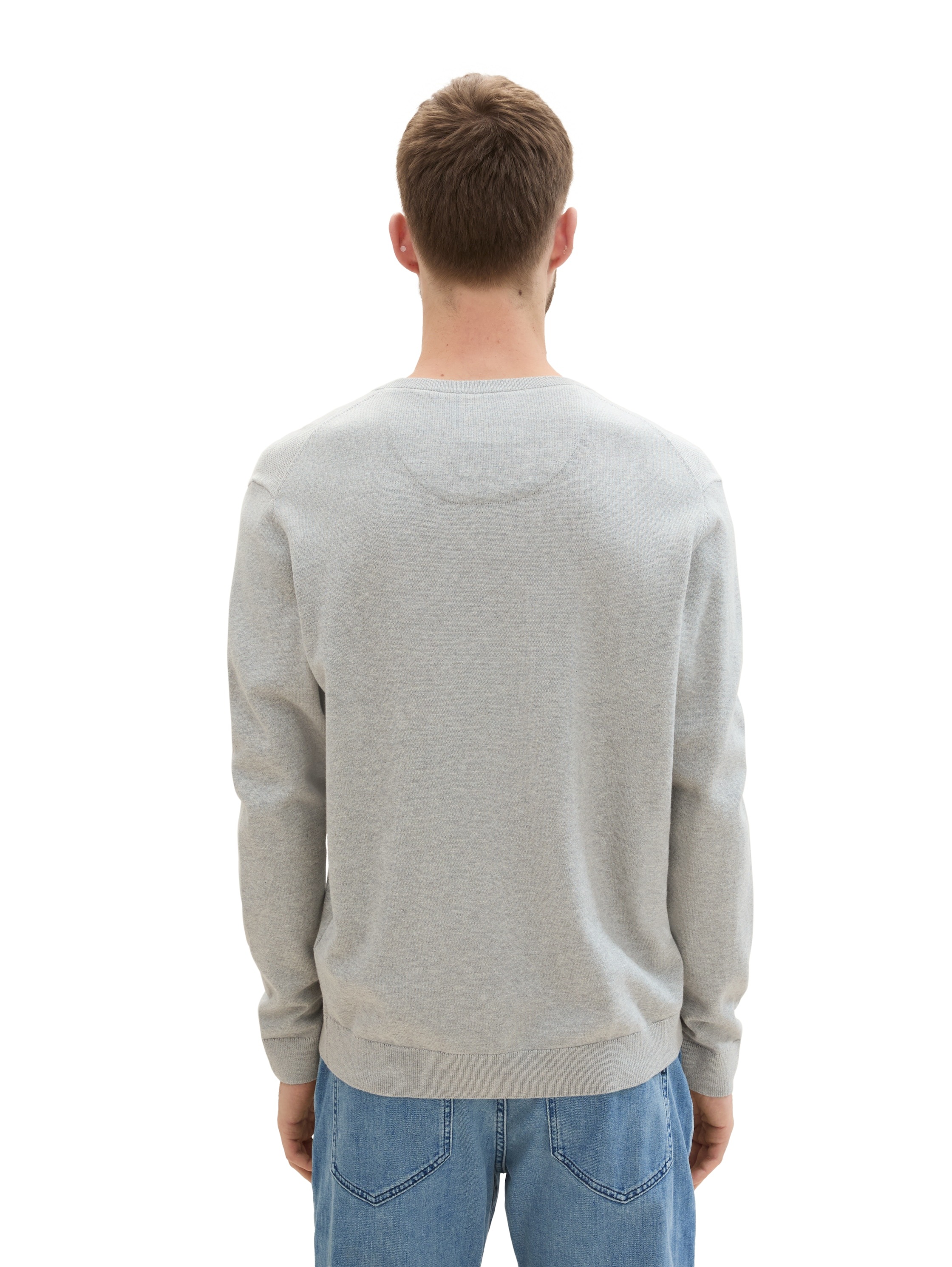 TOM TAILOR V-Ausschnitt-Pullover, mit kleiner Logo-Stickerei