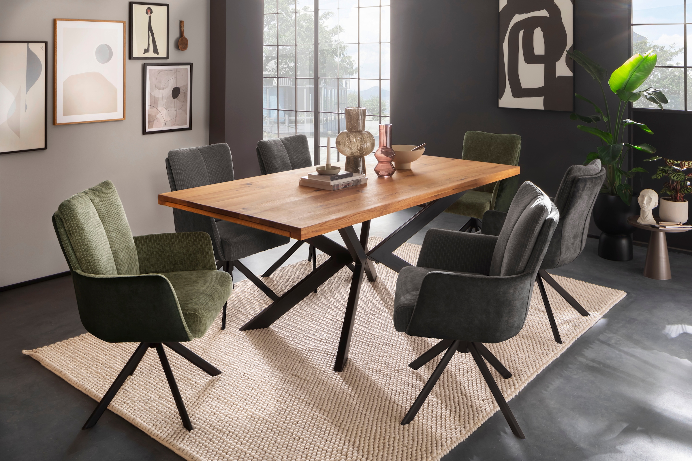 MCA furniture Esszimmerstuhl »MALIA« () (Set, 2 Stck), 360° drehbar, Taschenfederkern, Sitzhöhe ca. 49 cm