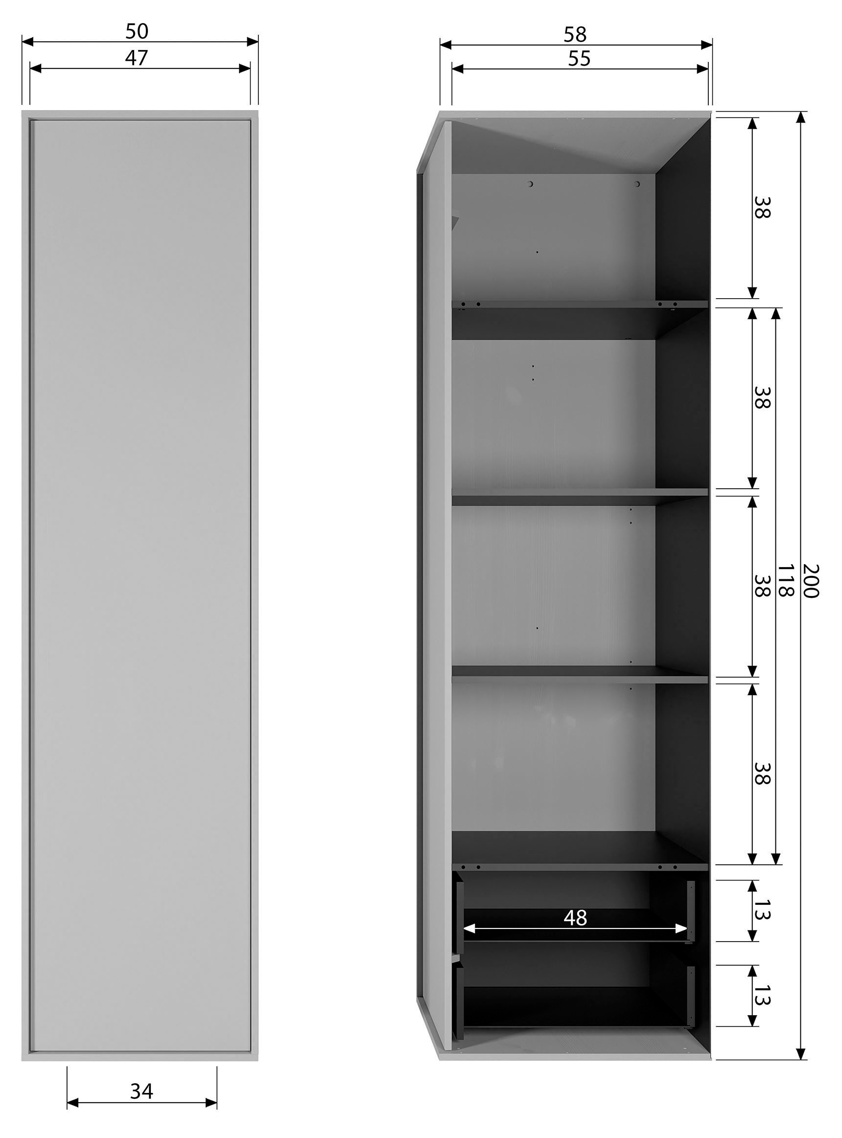 WOOOD Garderobenschrank »Daily«, mit Push-to-Open Funktion, H 200 cm x B 50 cm