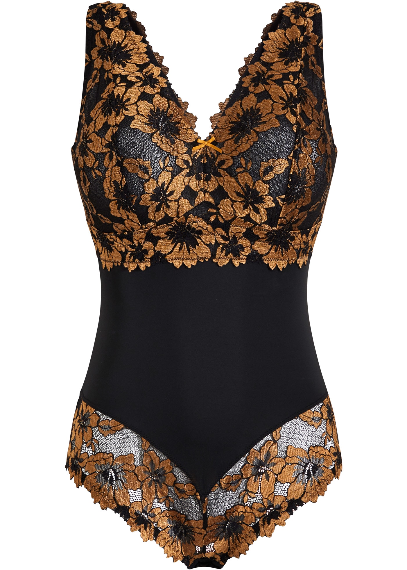 bonprix Body »Body ohne Bügel mit floraler Spitze« aus Polyamid und Elasthan, mit Futter, ohne Bügel
