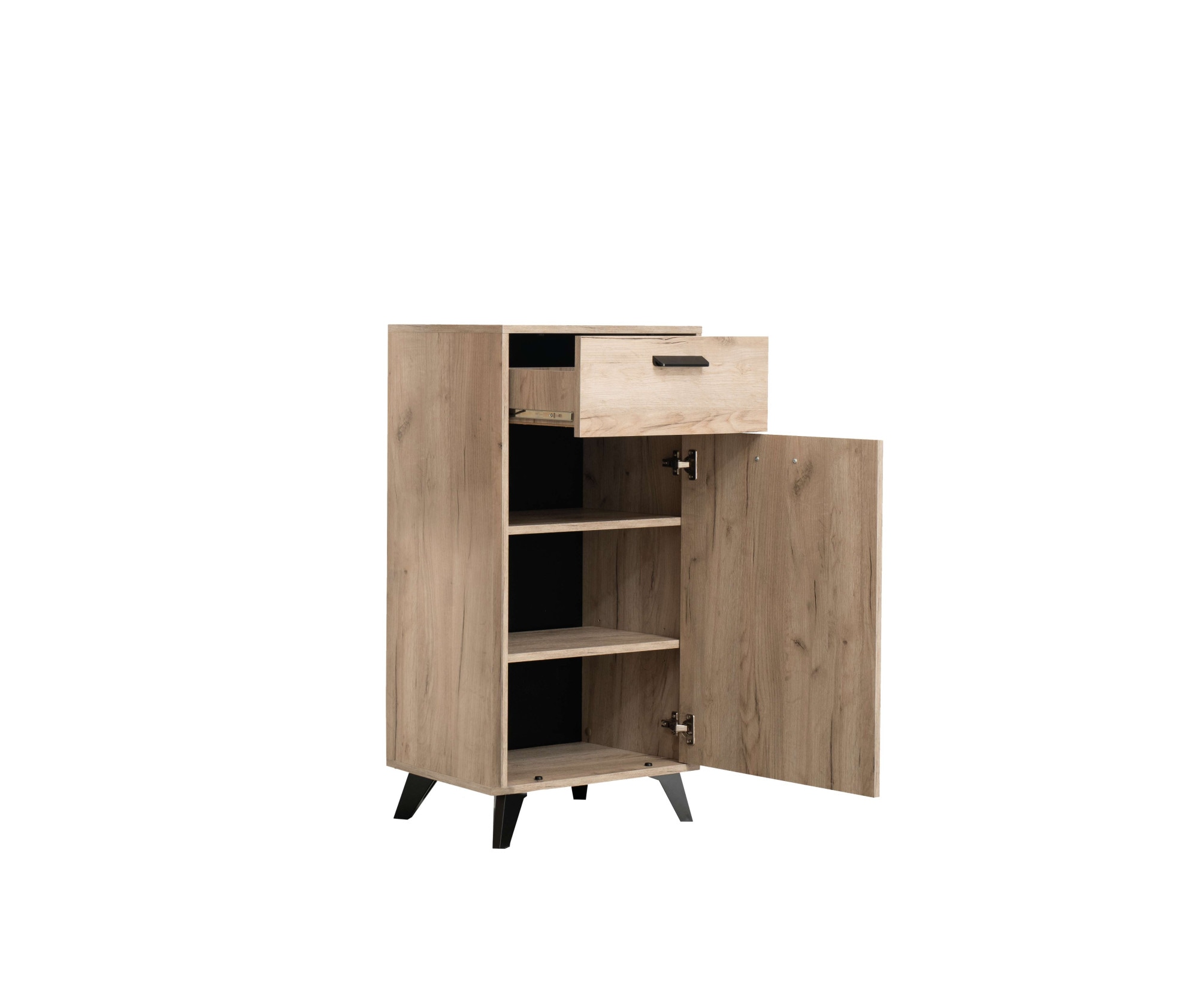INOSIGN Schuhschrank »Umbria, Schuhkommode, Schuhregal, mit einer Schublade, Höhe 101 cm«, in Grau Eiche, mit einer Schublade, mit schwarzen Beinen