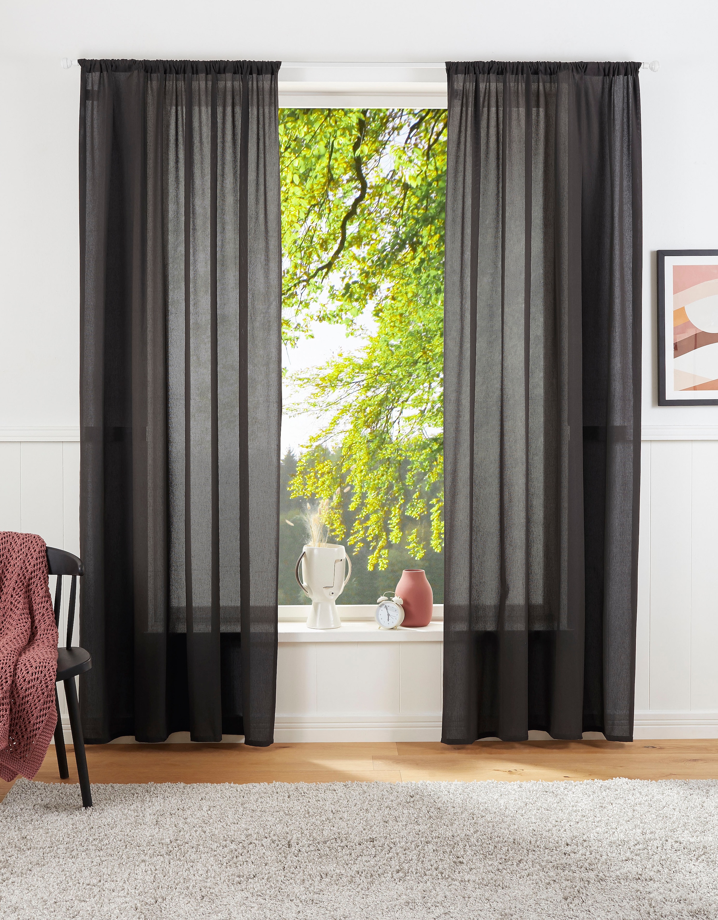 LeGer Home by Lena Gercke Vorhang »Lanea« Stangendurchzug 1 Stk. tlg. Leinenoptik, 1 Schal, verschiedene Größen,