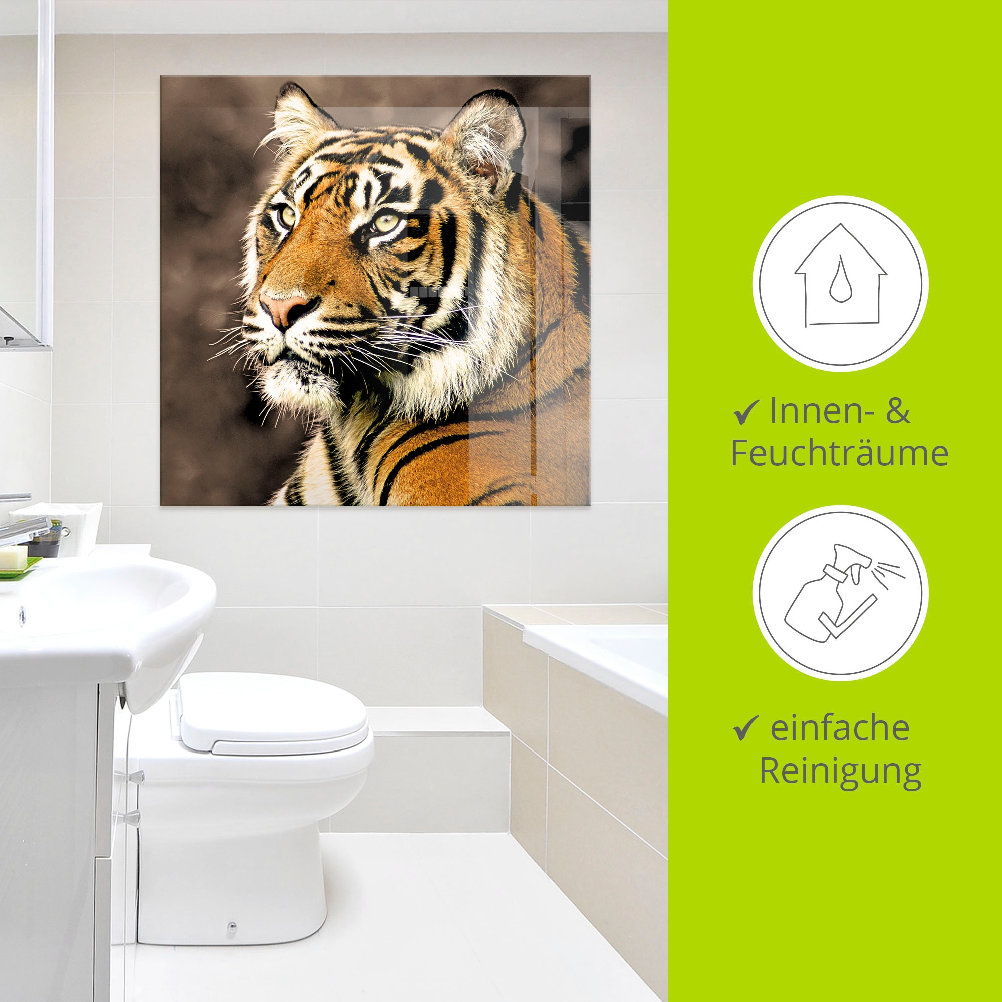 Artland Glasbild »Tiger_sepia« Wildtiere 1 Stk. tlg. in verschiedenen Größen