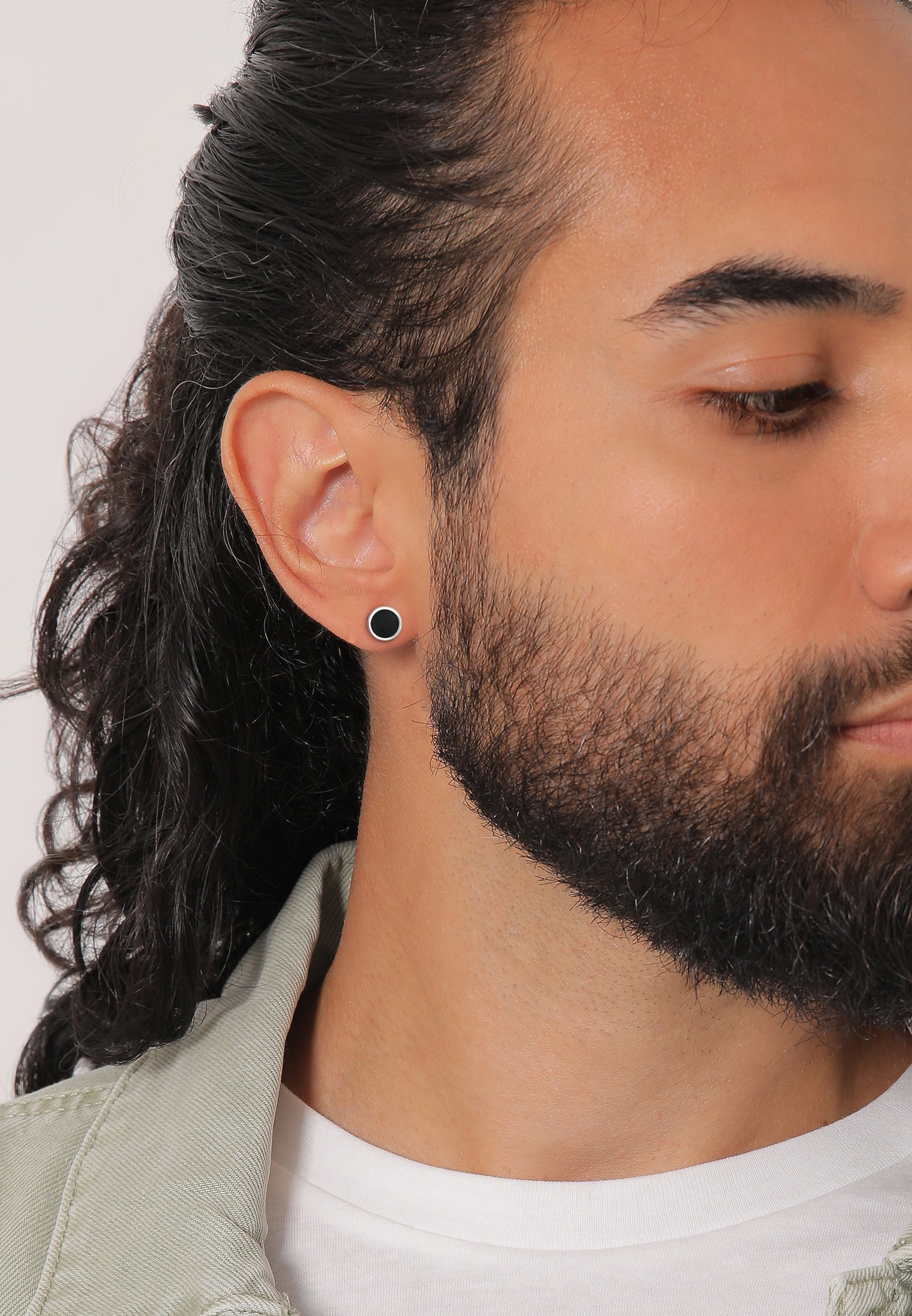 Kuzzoi Paar Ohrstecker »Ohrringe Ohrstecker Rund Emaille schwarz 925 Sterling Silber (Einzelstecker)«