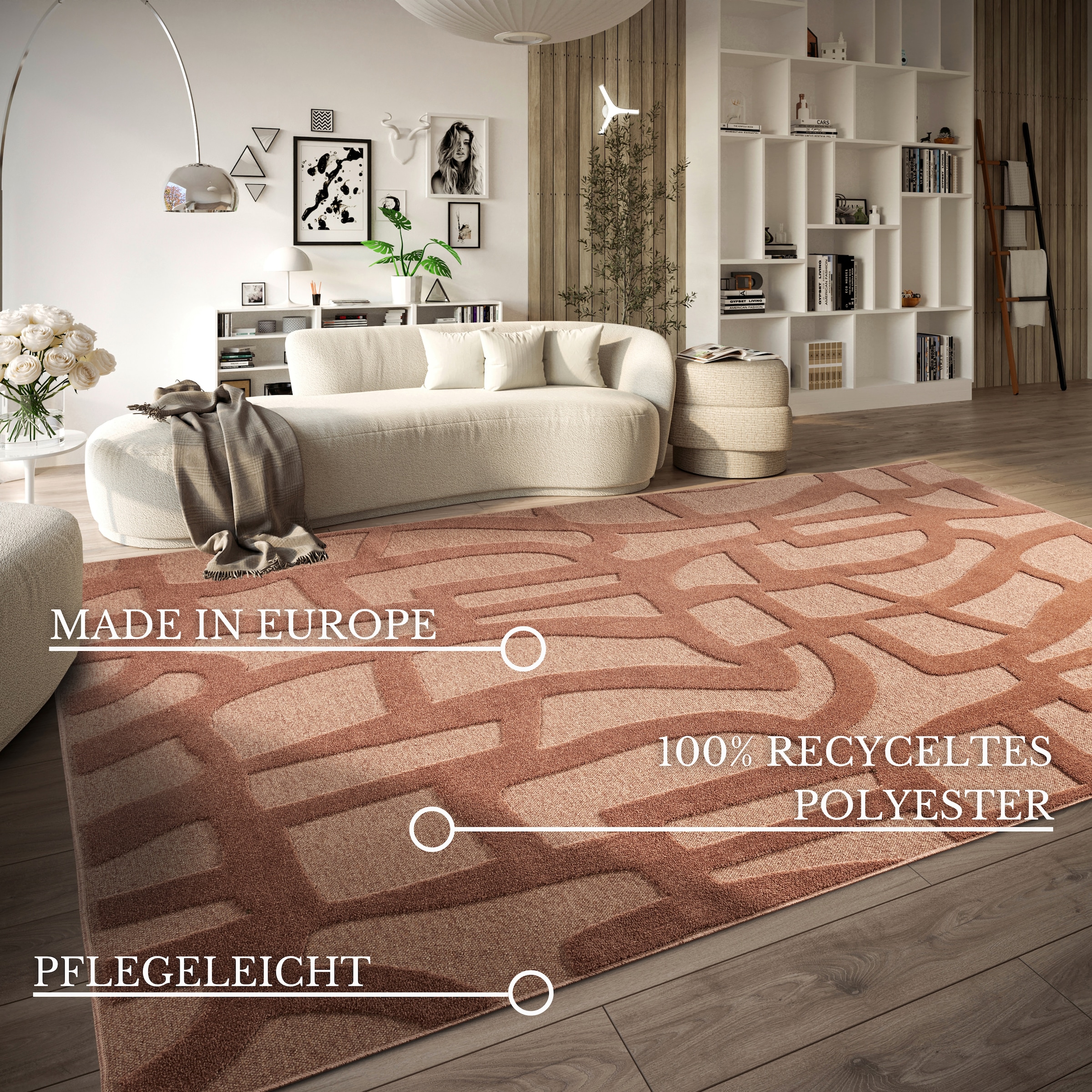 Villeroy & Boch Teppich »Therese«, rechteckig, 5,5 mm Höhe, Wohnzimmer, Schlafzimmer, Modern, Hoch-Tief Effekt, Flur