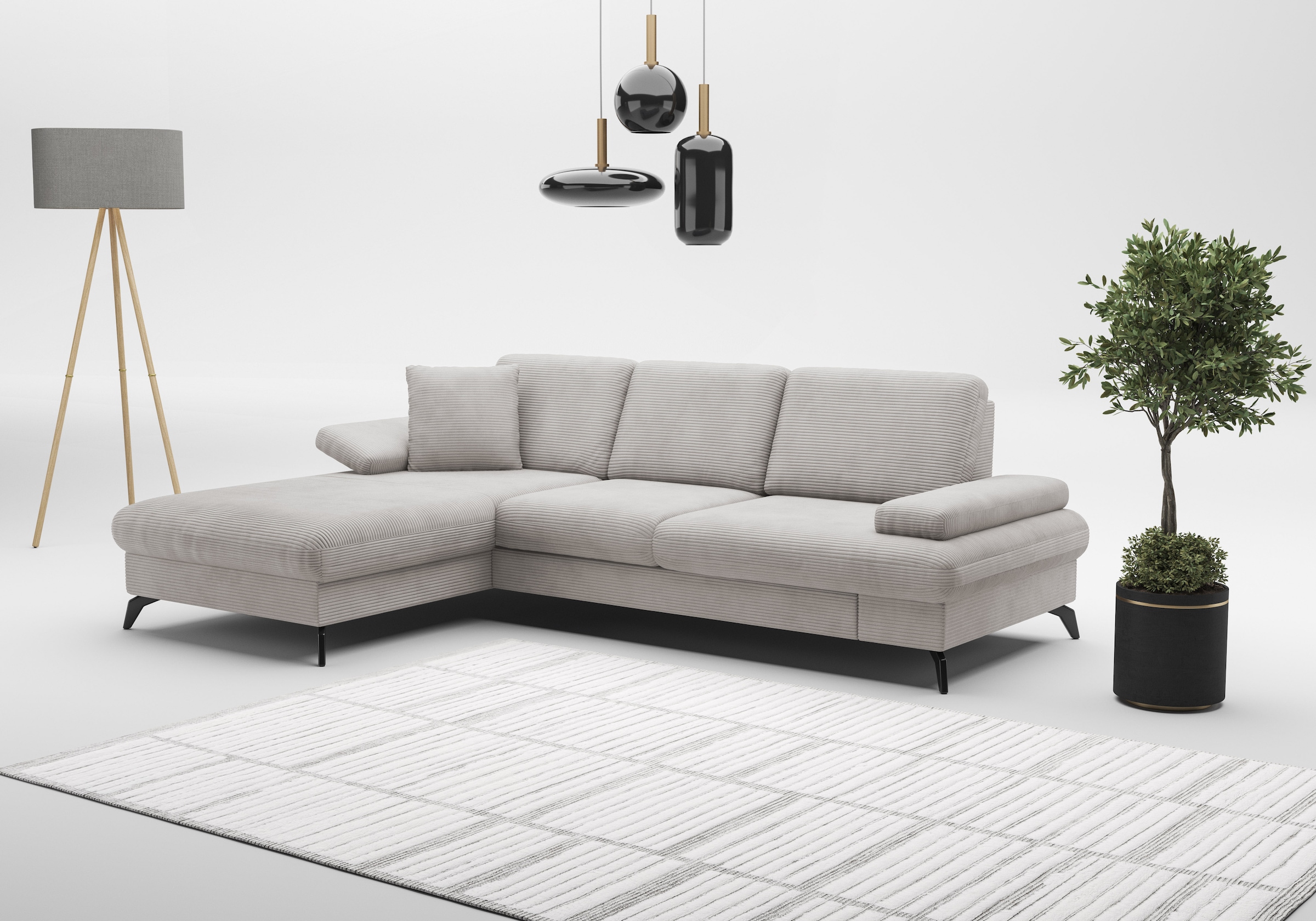 sit&more Ecksofa »Morris Jubi L-Form, B: 247 cm«, mit Armteilfunktion & 1 Zierkissen, optional Bettfunktion
