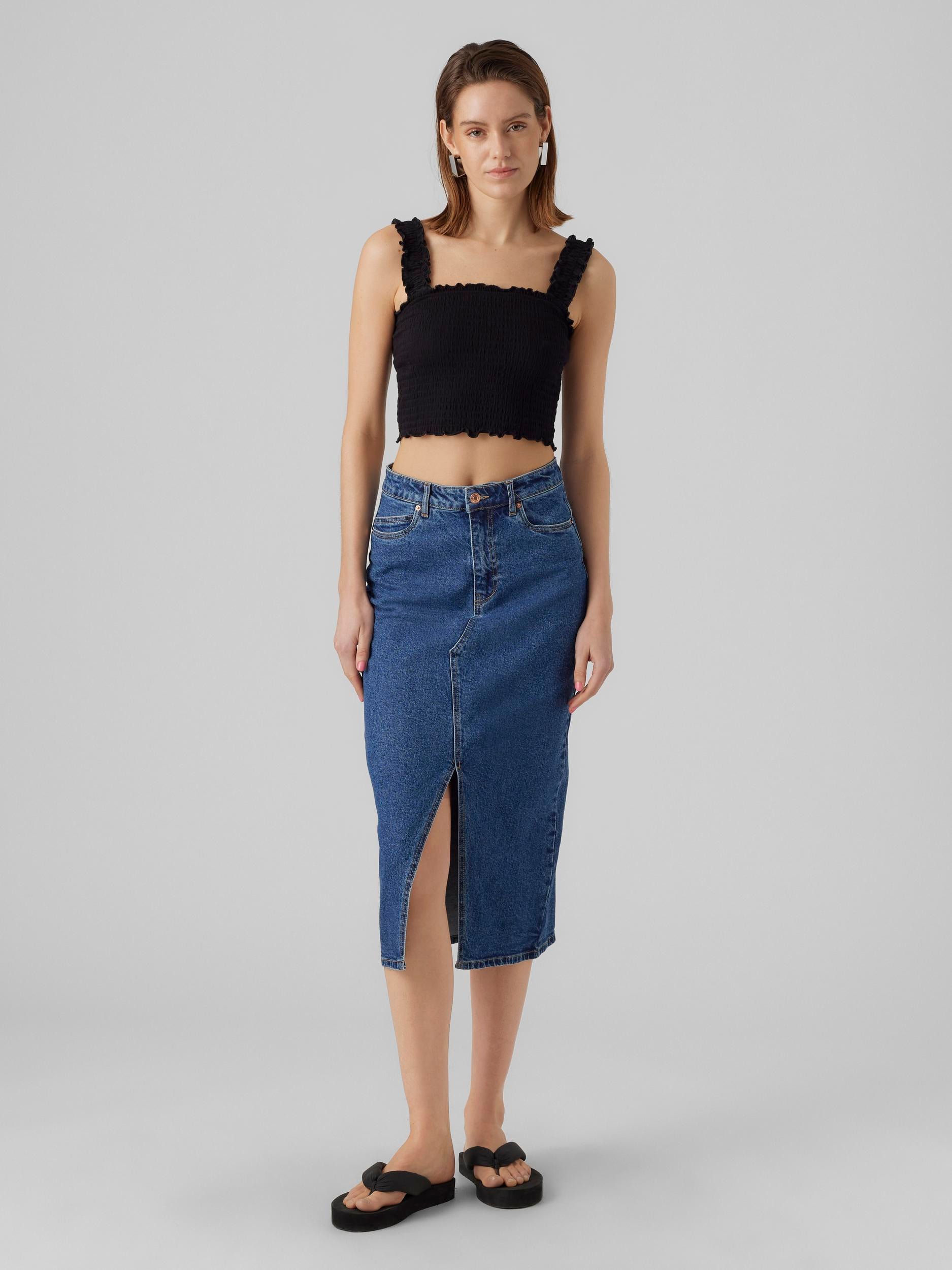 Vero Moda Maxirock »VMVERI HR CALF DENIM SKIRT GA NOOS«