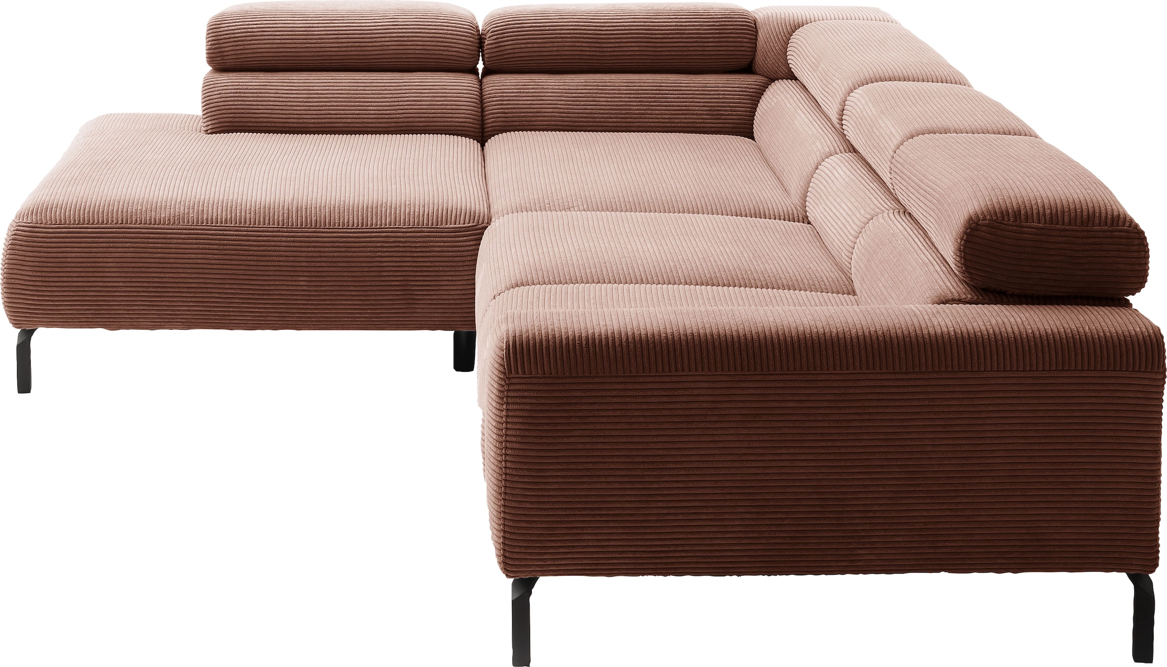 Places of Style Ecksofa »Antonelli, L-Form, inkl. Kopfteilverstellung, Breite 312 cm«, ohne Sitztiefenverstellung, in Cord, rost