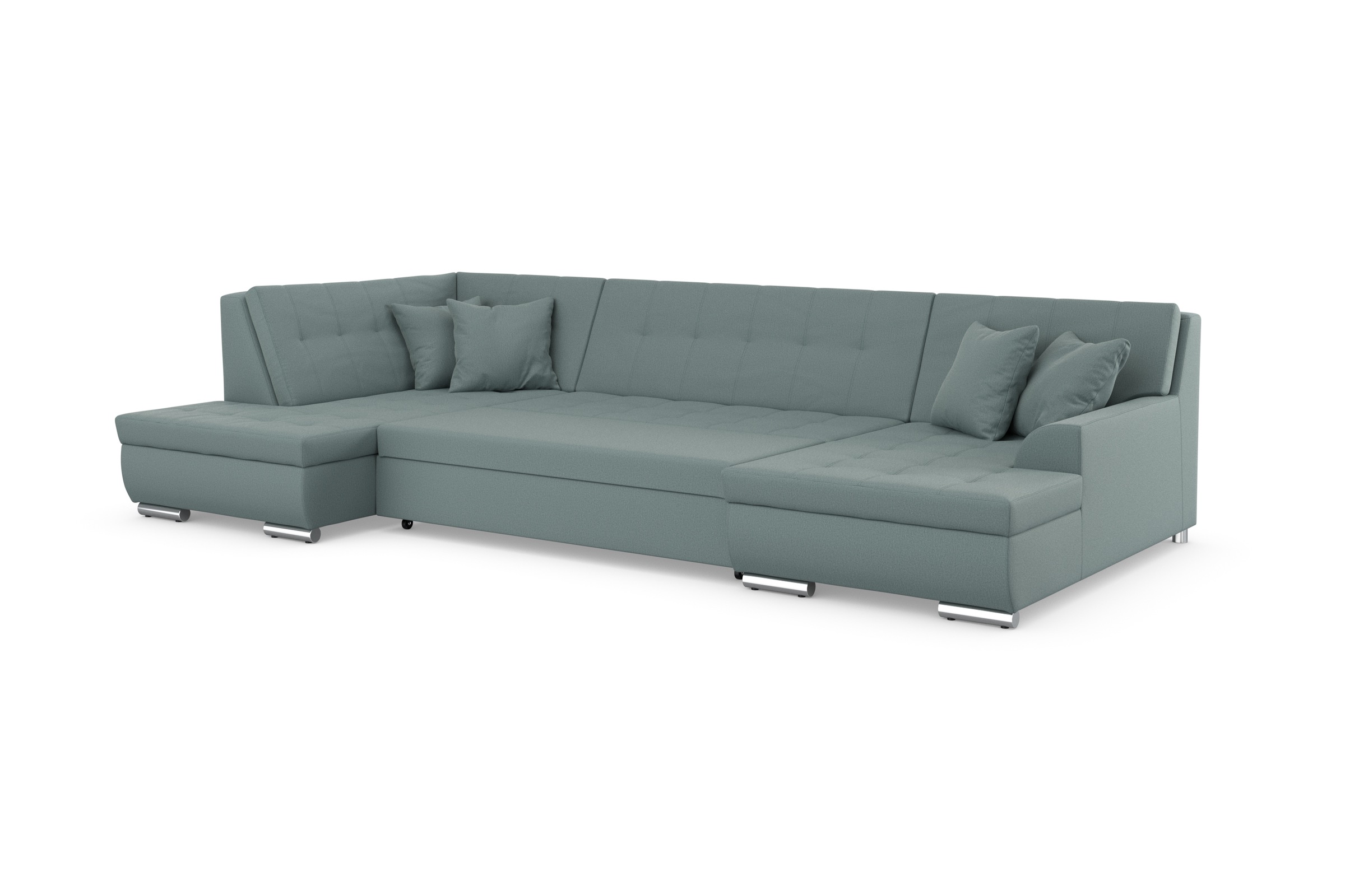 DOMO collection Wohnlandschaft »Treviso incl. Zierkissen, moderne Steppung, XXL: B/T/H: 364/201/83 cm«, wahlweise mit Bettfunktion, in vielen Bezugsarten auch in Cord U-Form