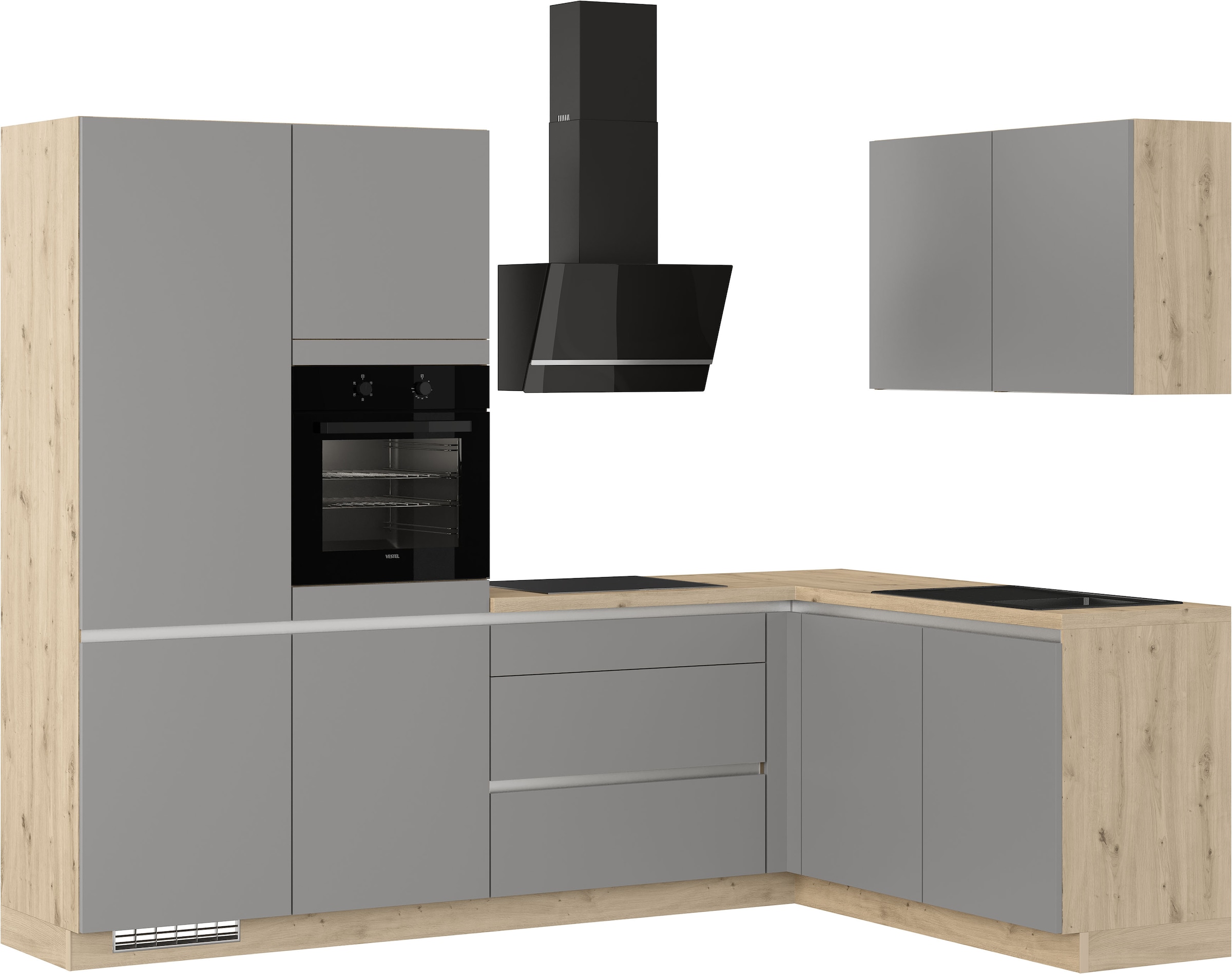 IMPULS KÜCHEN Winkelküche »"Dublin", Ausrichtung wählbar, Schubkästen mit Soft-Close,«, vormontiert, wahlweise mit E-Geräten, mit Vollauszug, Breite 460 cm